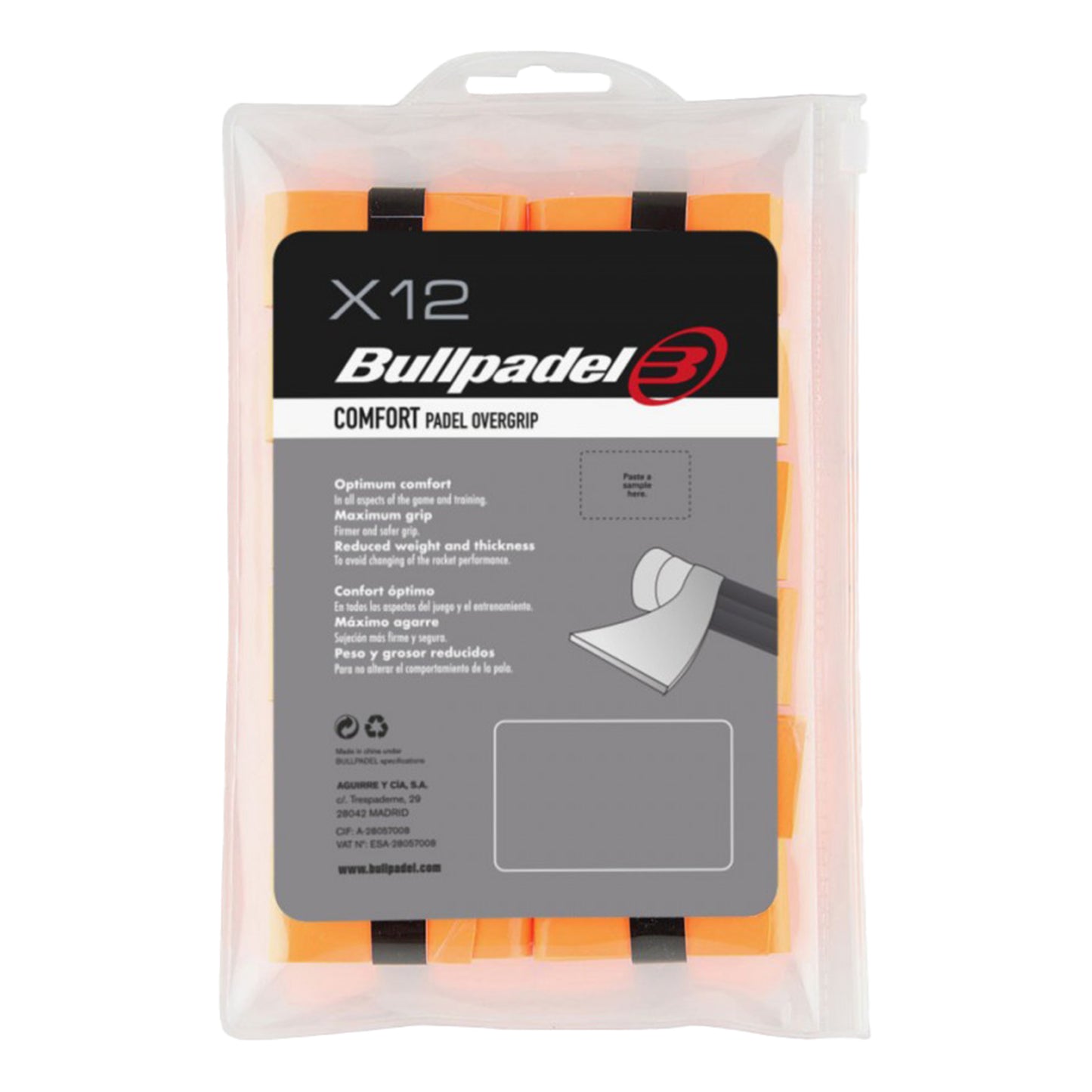 Bullpadel GB-1600 PACK 12 COMFORT-Neonoranje