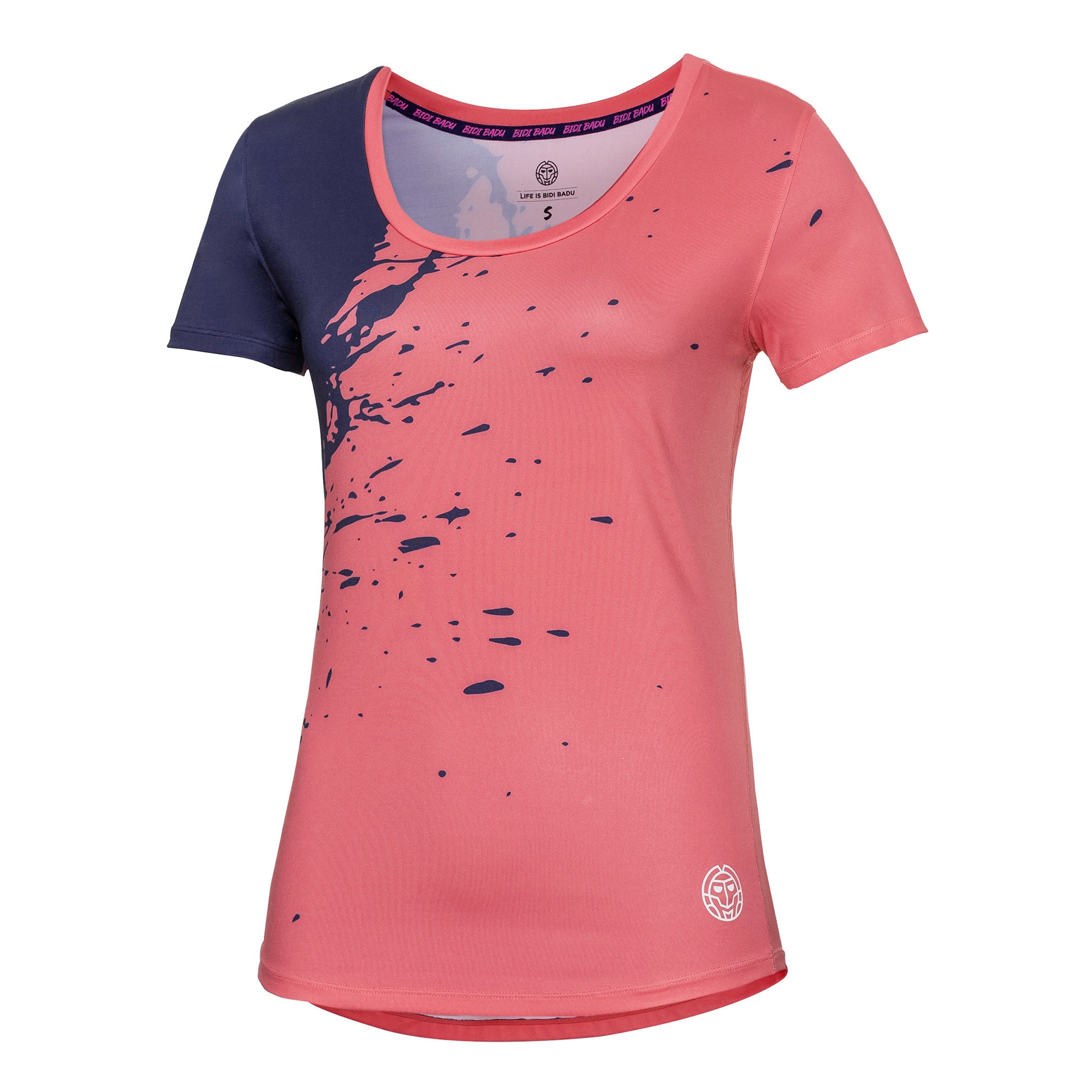 BIDI BADU Amari Tech Round-Neck T-shirt Dames - koraal, donkerblauw