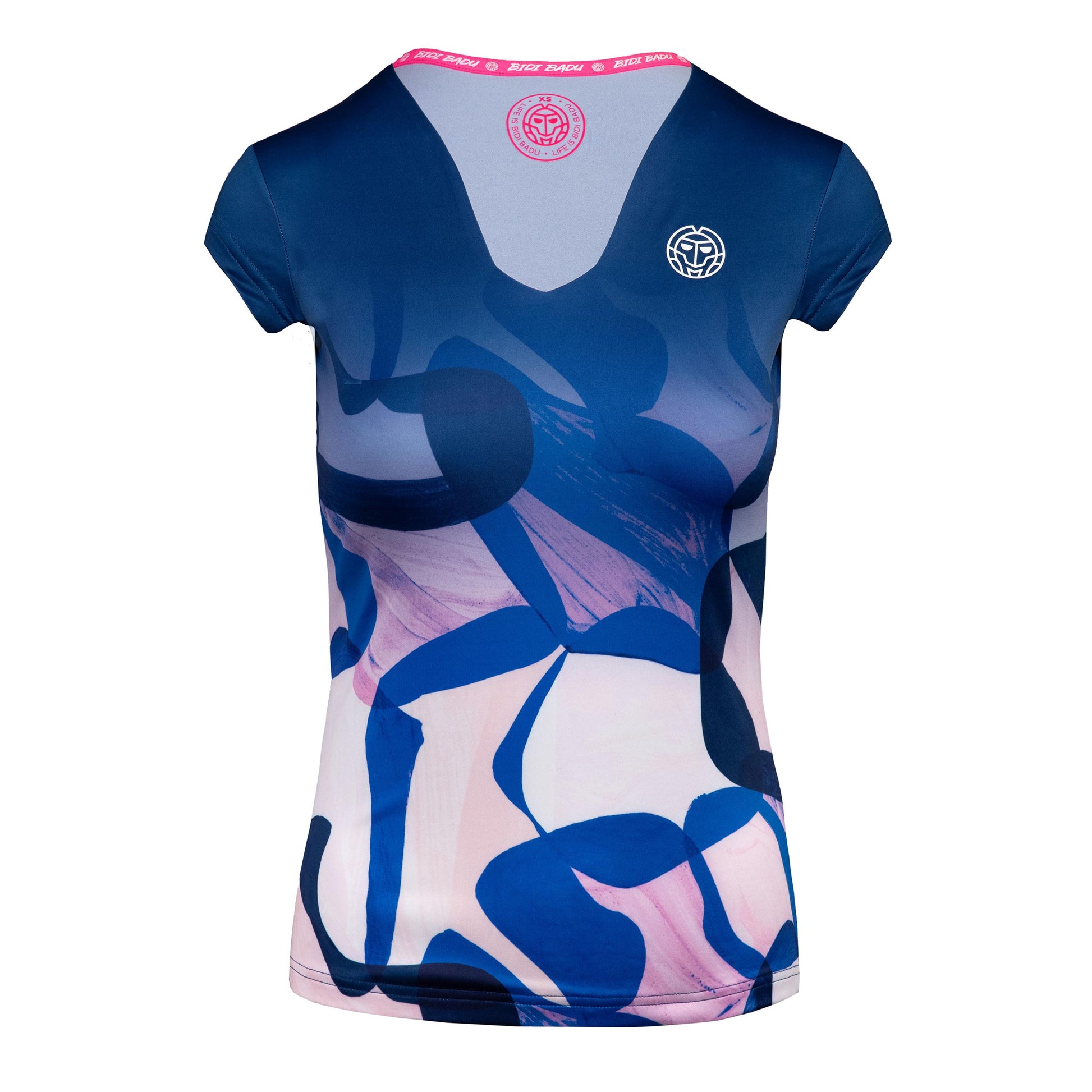 BIDI BADU Bella 2.0 Tech V-Neck T-shirt Dames - donkerblauw, roze