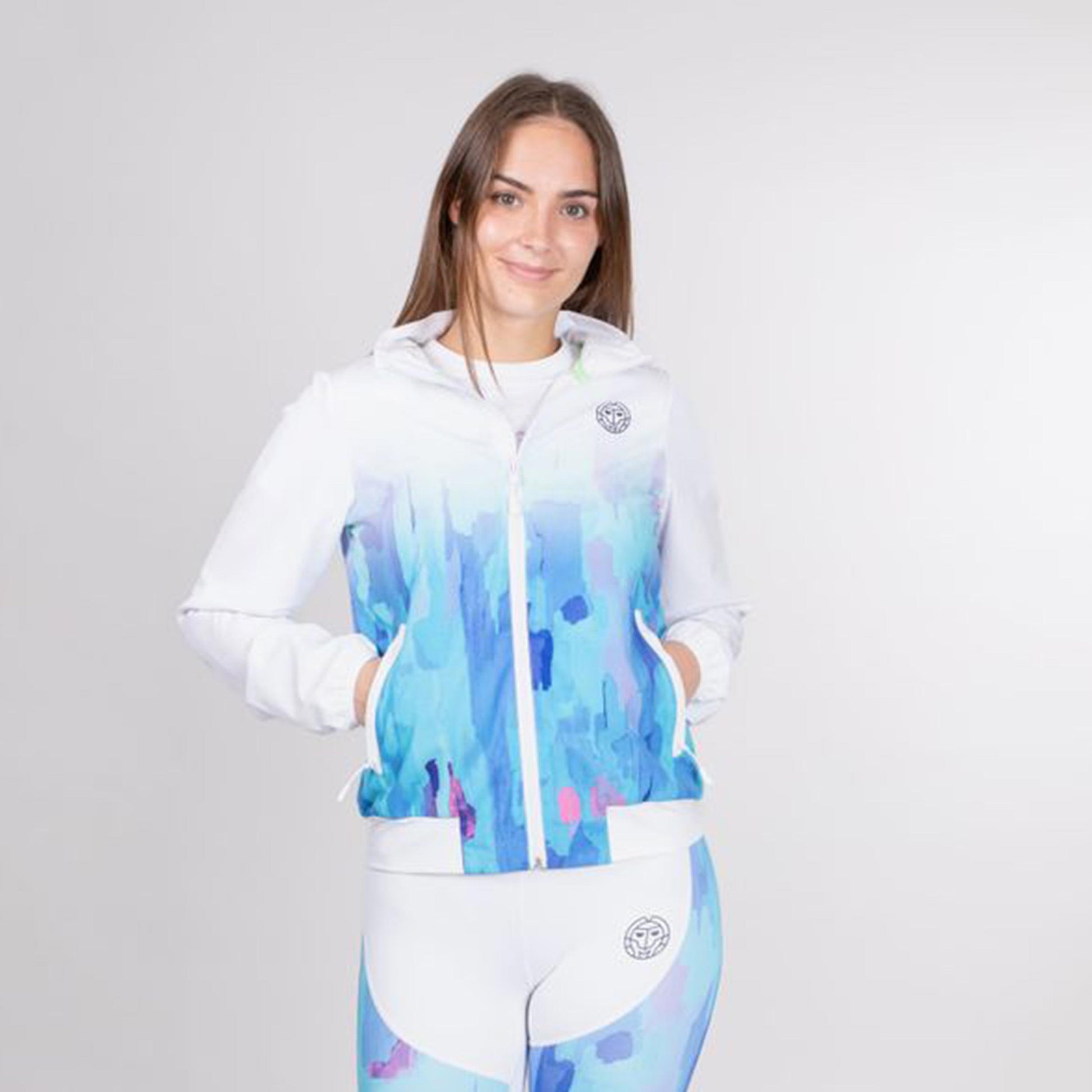 BIDI BADU Gene Tech Trainingsjack Dames-Wit,Blauw