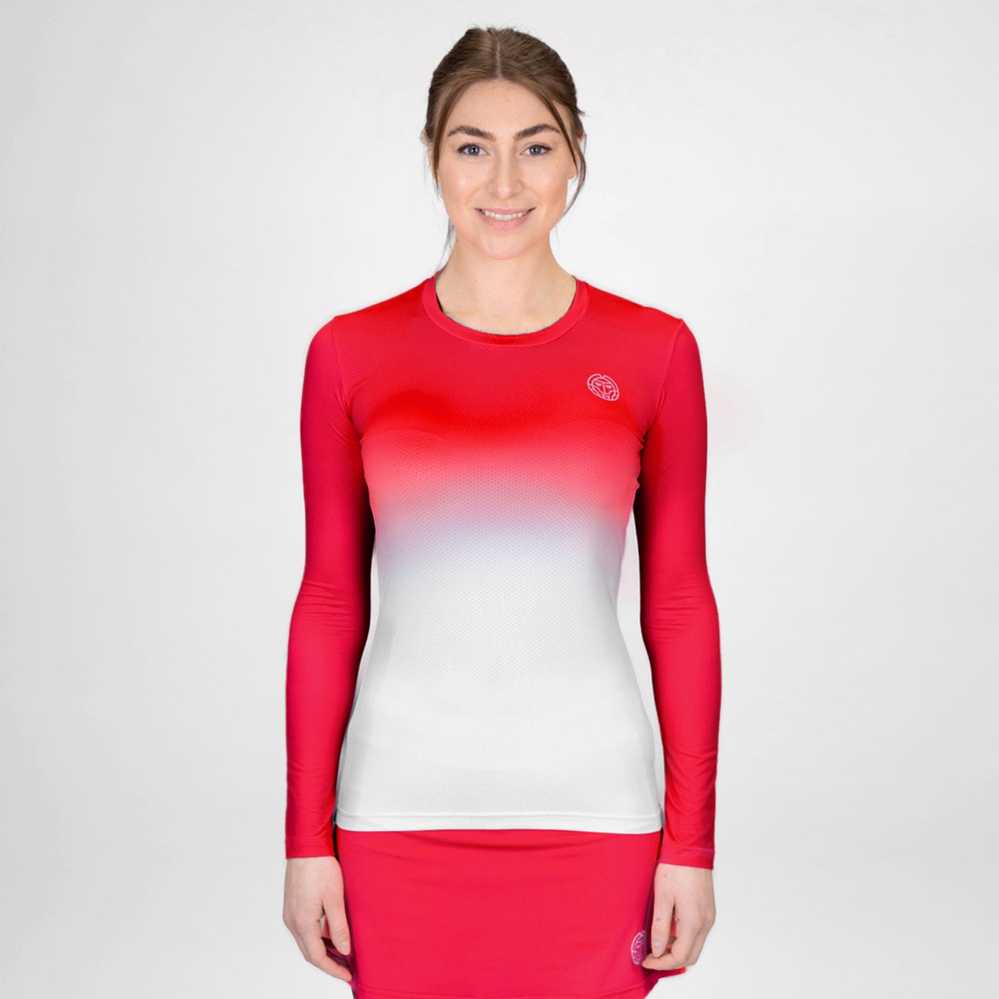 BIDI BADU Crew Gradiant Longsleeve Dames-Rood,Wit