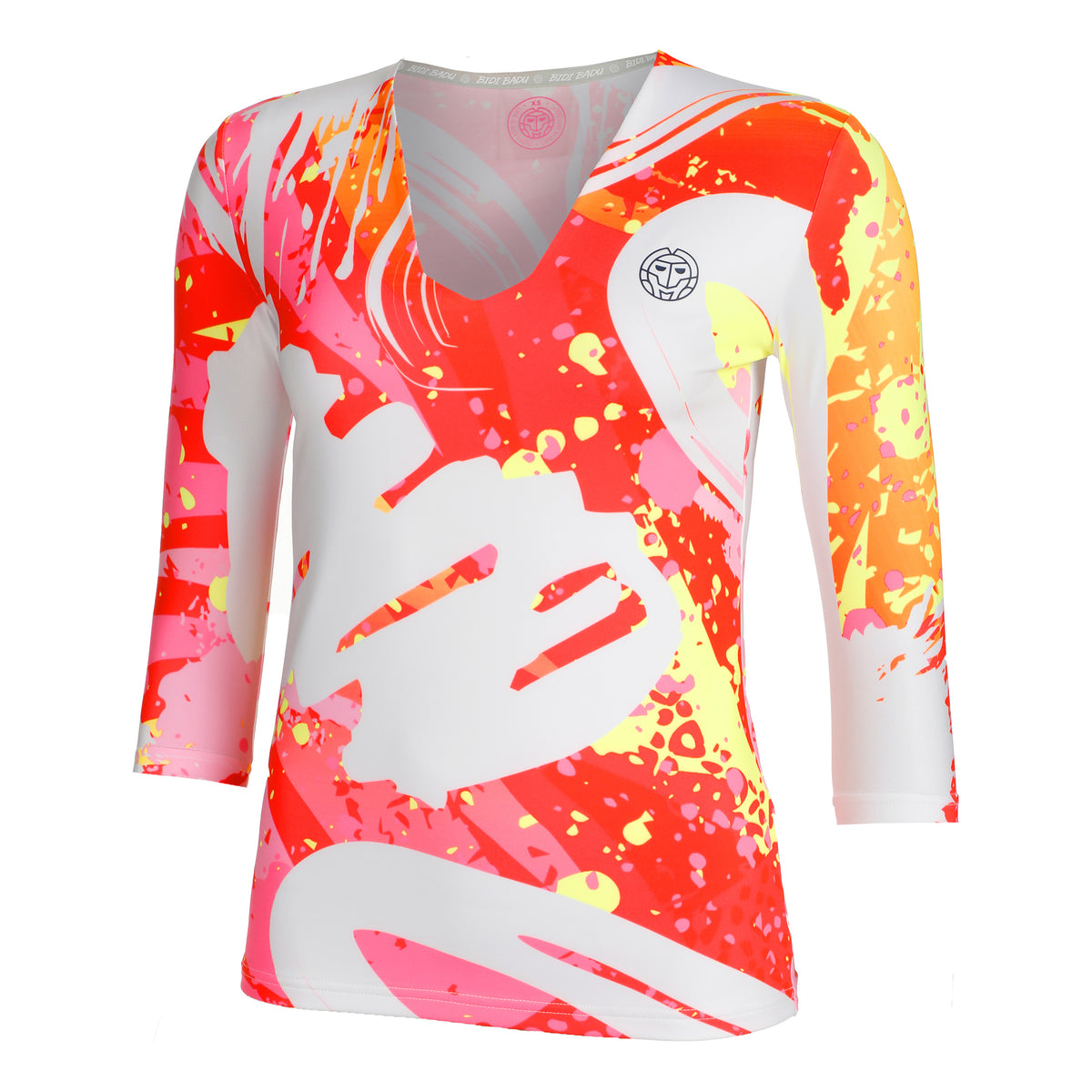 BIDI BADU Wild Arts V-Neck Longsleeve Dames - wit, veelkleurig