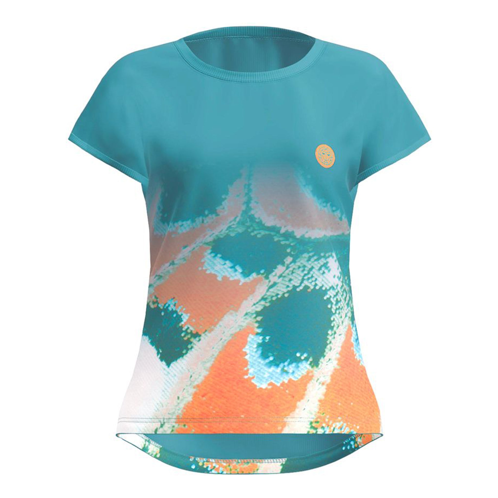 BIDI BADU Melbourne 2025 T-shirt Dames-Petrolblauw,Oranje