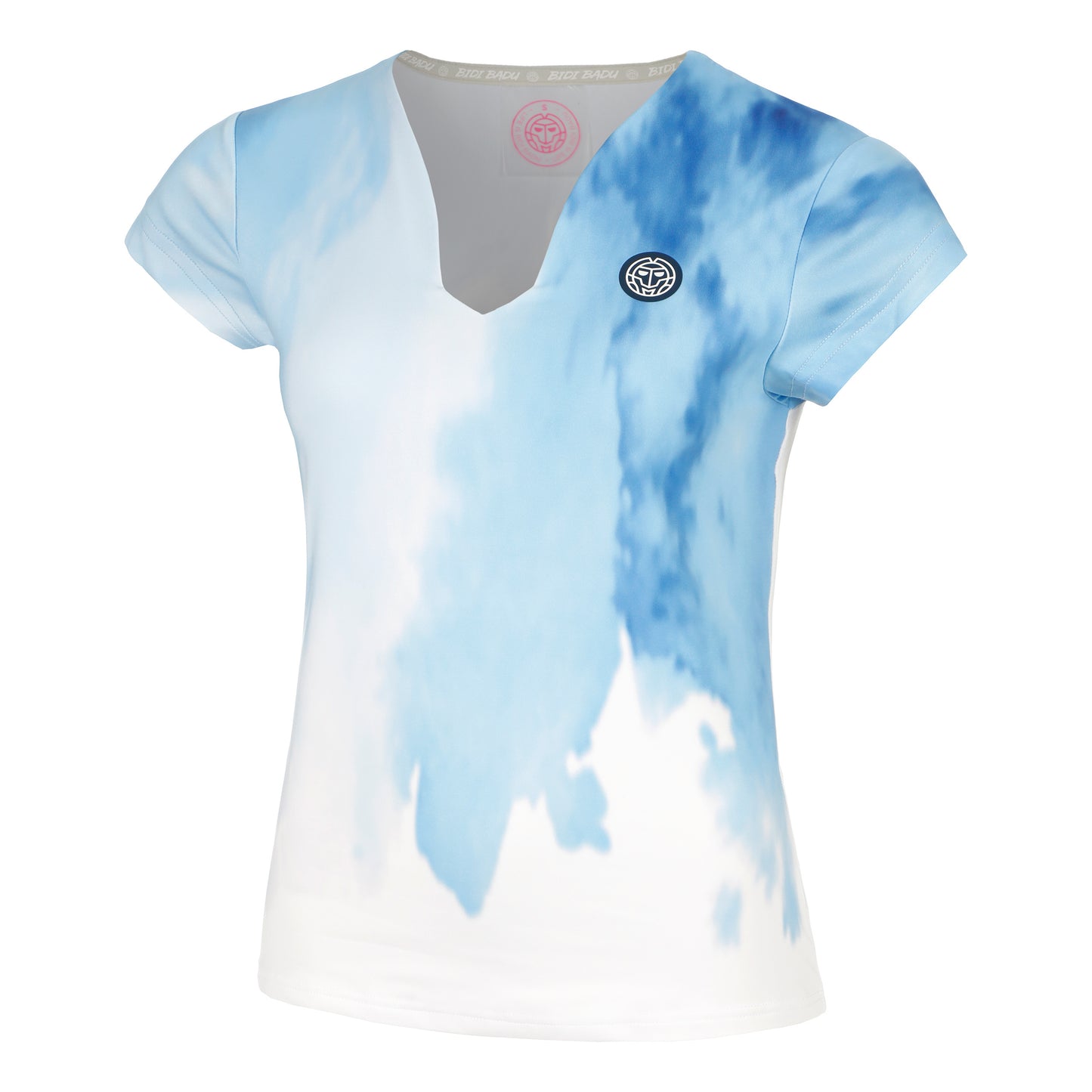 BIDI BADU Watercolour V-Neck T-shirt Dames-Wit,Blauw