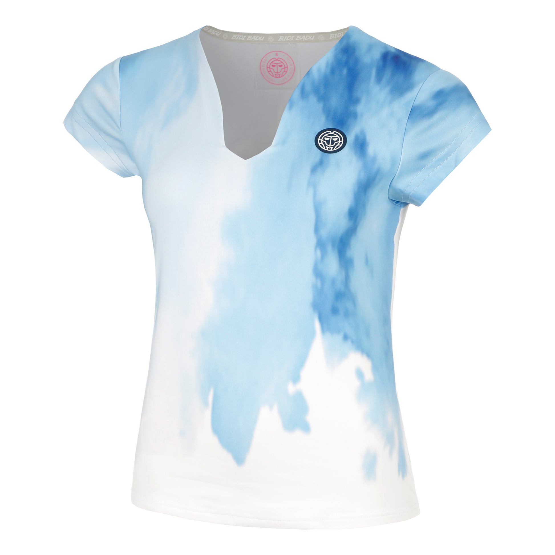 BIDI BADU Watercolour V-Neck T-shirt Dames-Wit,Blauw
