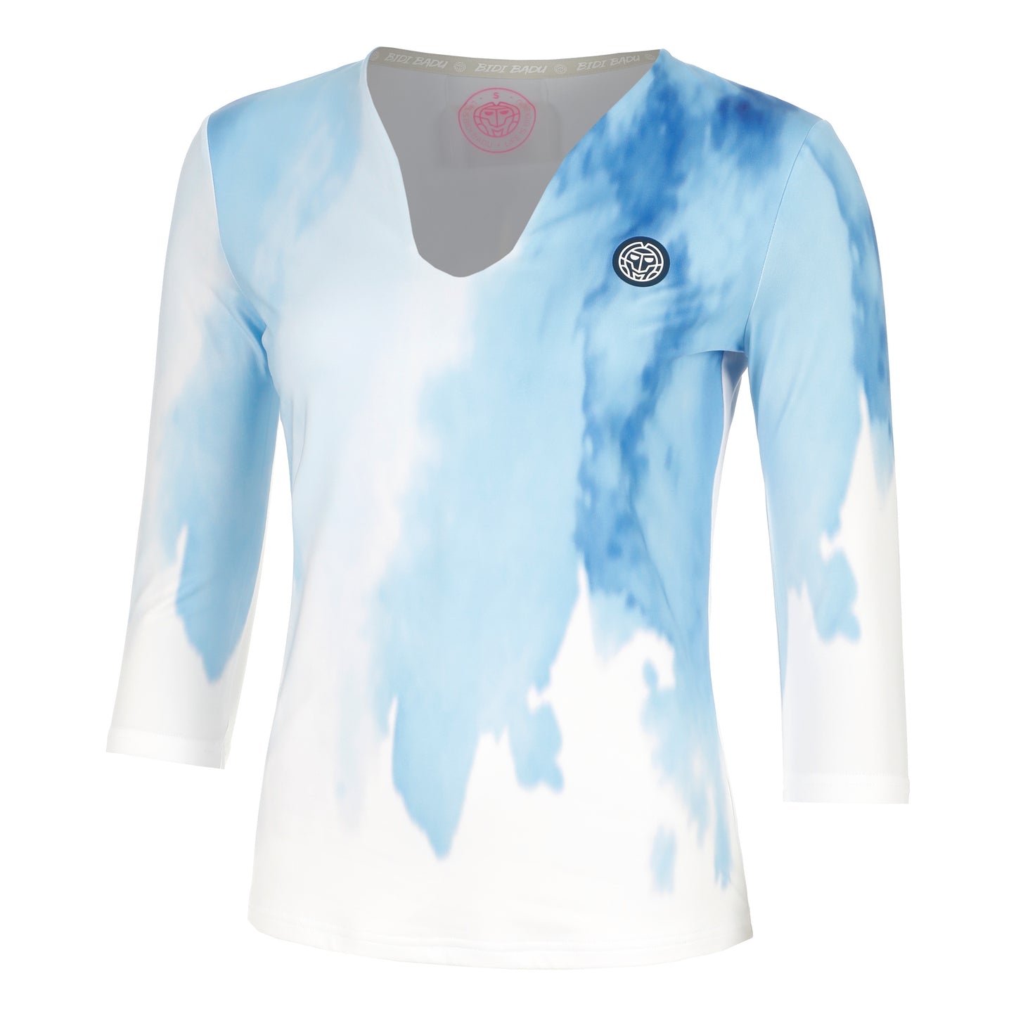 BIDI BADU Watercolour V-Neck Longsleeve Dames-Wit,Blauw