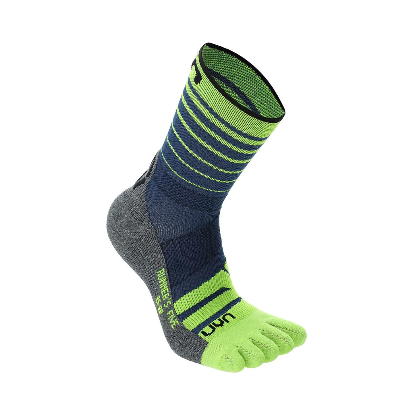 UYN Runner's Five Hardloopsokken Heren-Blauw,Geel