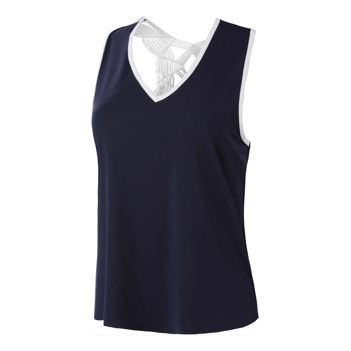 Lucky in Love Macrame Tanktop Dames - donkerblauw, wit