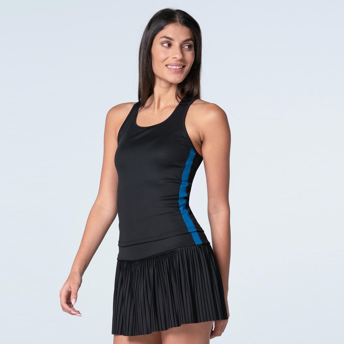Lucky in Love Racer Rib Tanktop Dames-Zwart