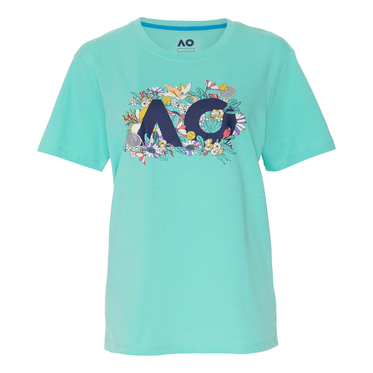 Australian Open AO Floral Logo T-shirt Dames - turkoois, veelkleurig