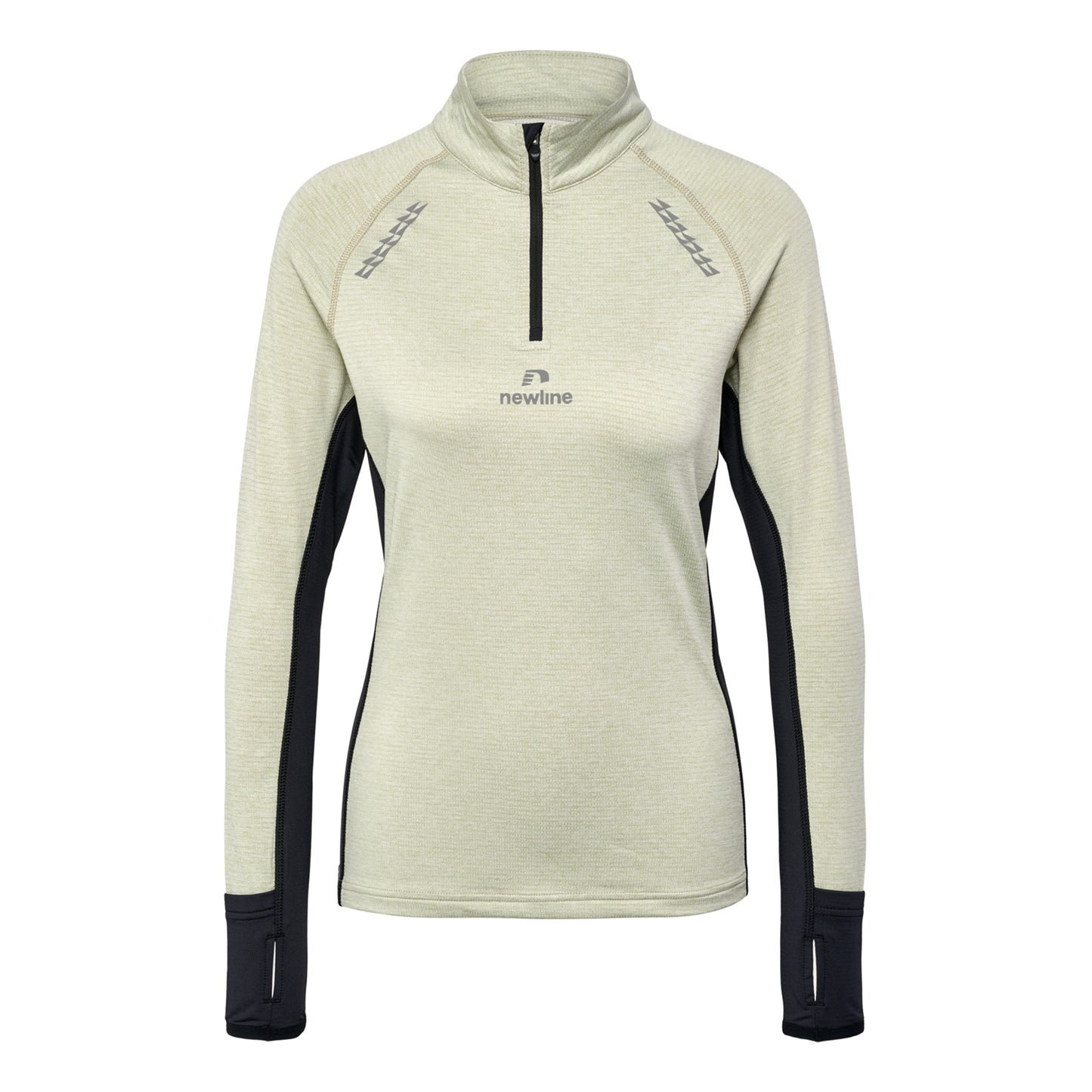 Newline Mesa Half-Zip Topje hardlopen Dames - beige, zwart