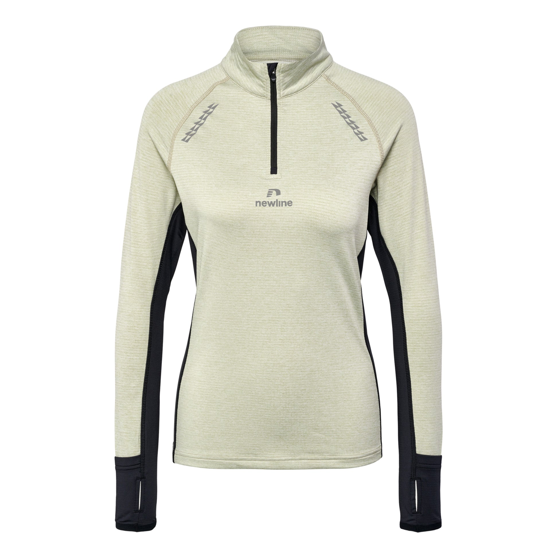 Newline Mesa Half-Zip Topje hardlopen Dames - beige, zwart