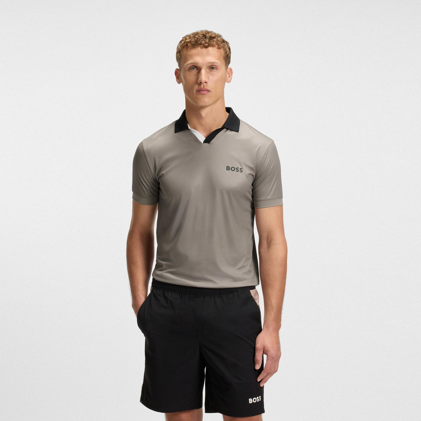 BOSS Palle TOC Polo Heren-Grijs,Zwart