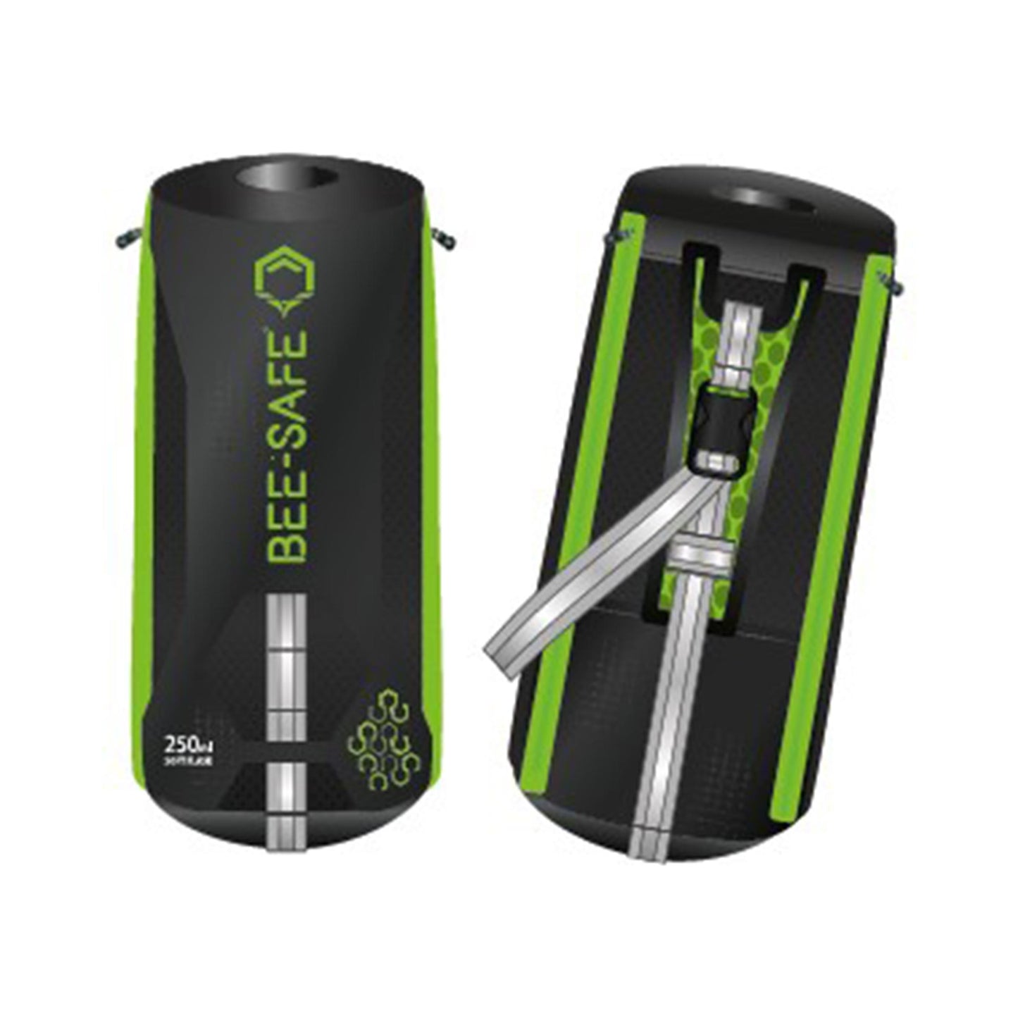 Bee-Safe Handbag (excl. 250 Ml) Hardloopgordel-Zwart,Limoen