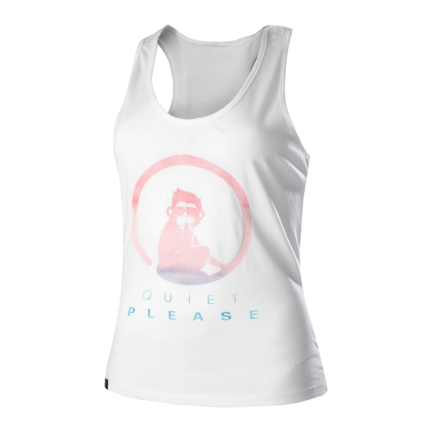Quiet Please Tie Dye Logo Tanktop Dames - wit, veelkleurig