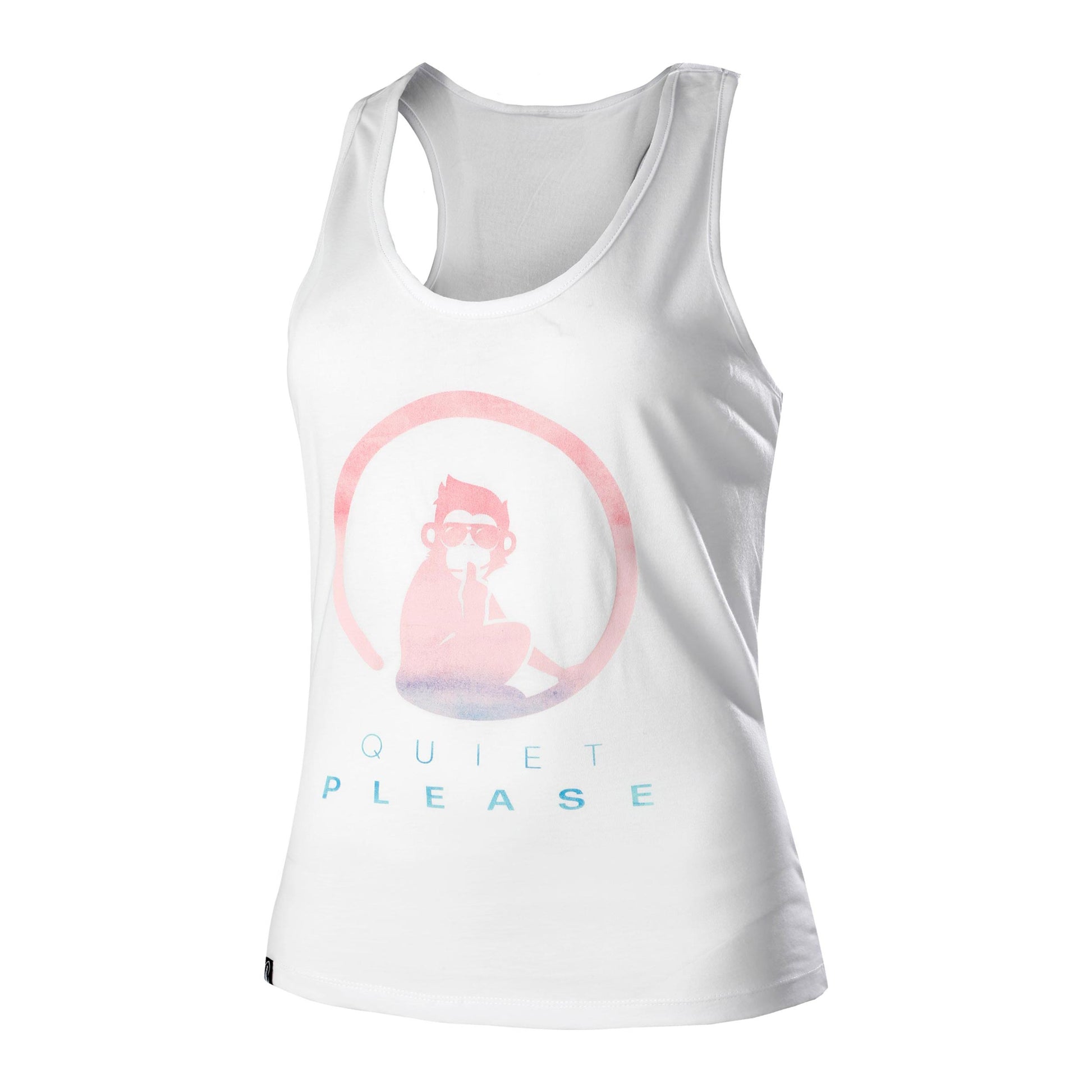 Quiet Please Tie Dye Logo Tanktop Dames - wit, veelkleurig