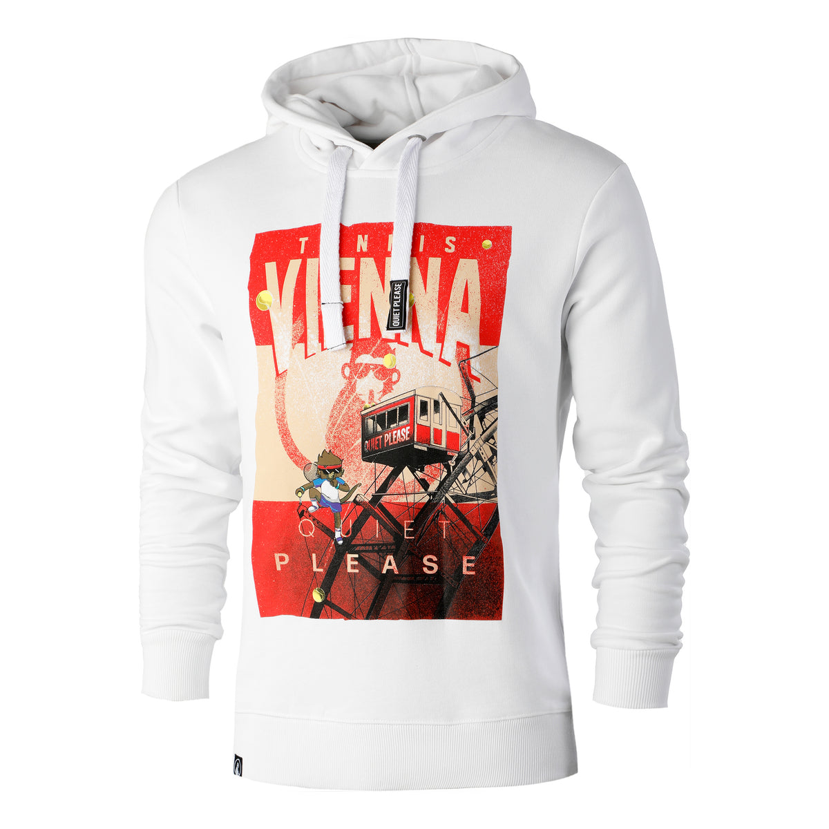 Quiet Please Vienna Sweater met capuchon Heren - wit, veelkleurig