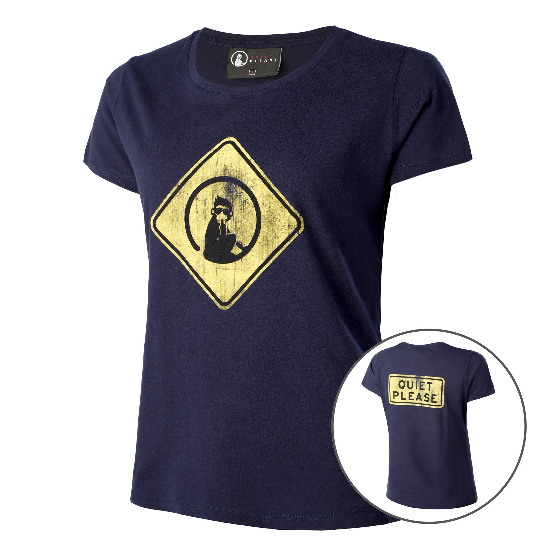 Quiet Please Australia Road Sign T-shirt Dames - donkerblauw, geel