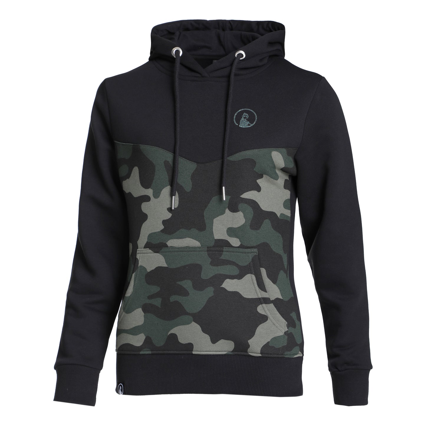 Quiet Please Camou Glitter Sweater met capuchon Dames - zwart, kaki