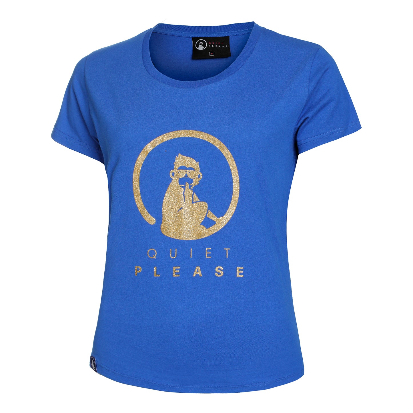 Quiet Please Baseline Logo T-shirt Dames - blauw, goud
