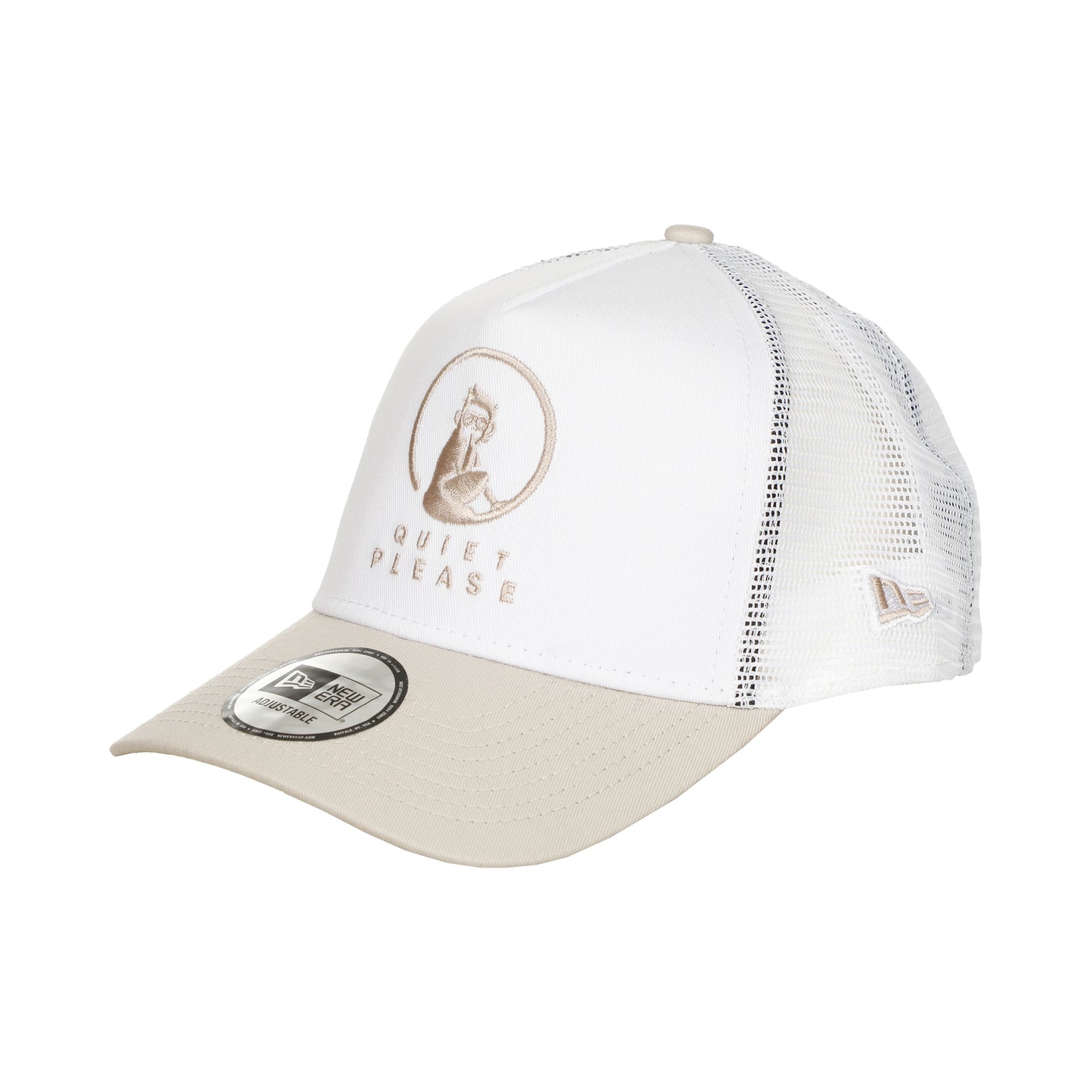 Quiet Please New Era Trucker Cap-Wit,Beige