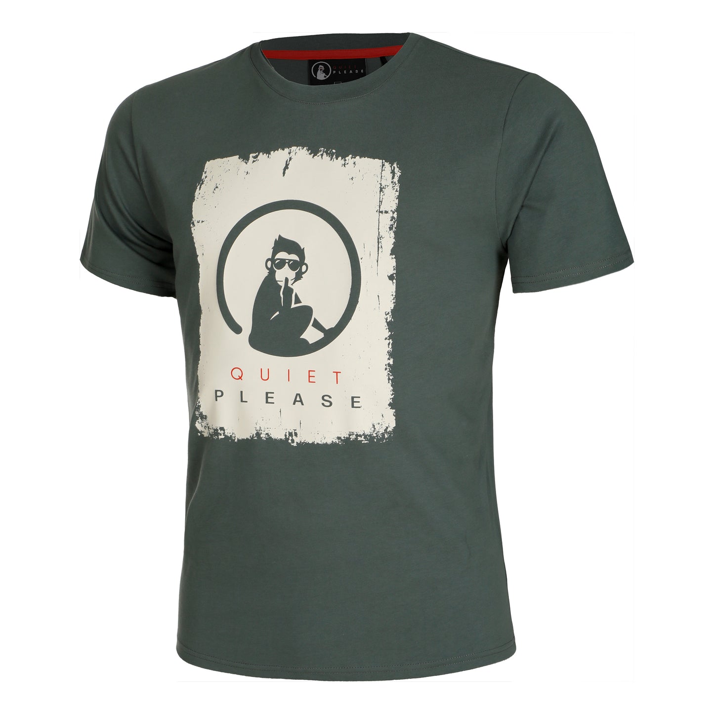 Quiet Please Scraped T-shirt Heren - salie, wit