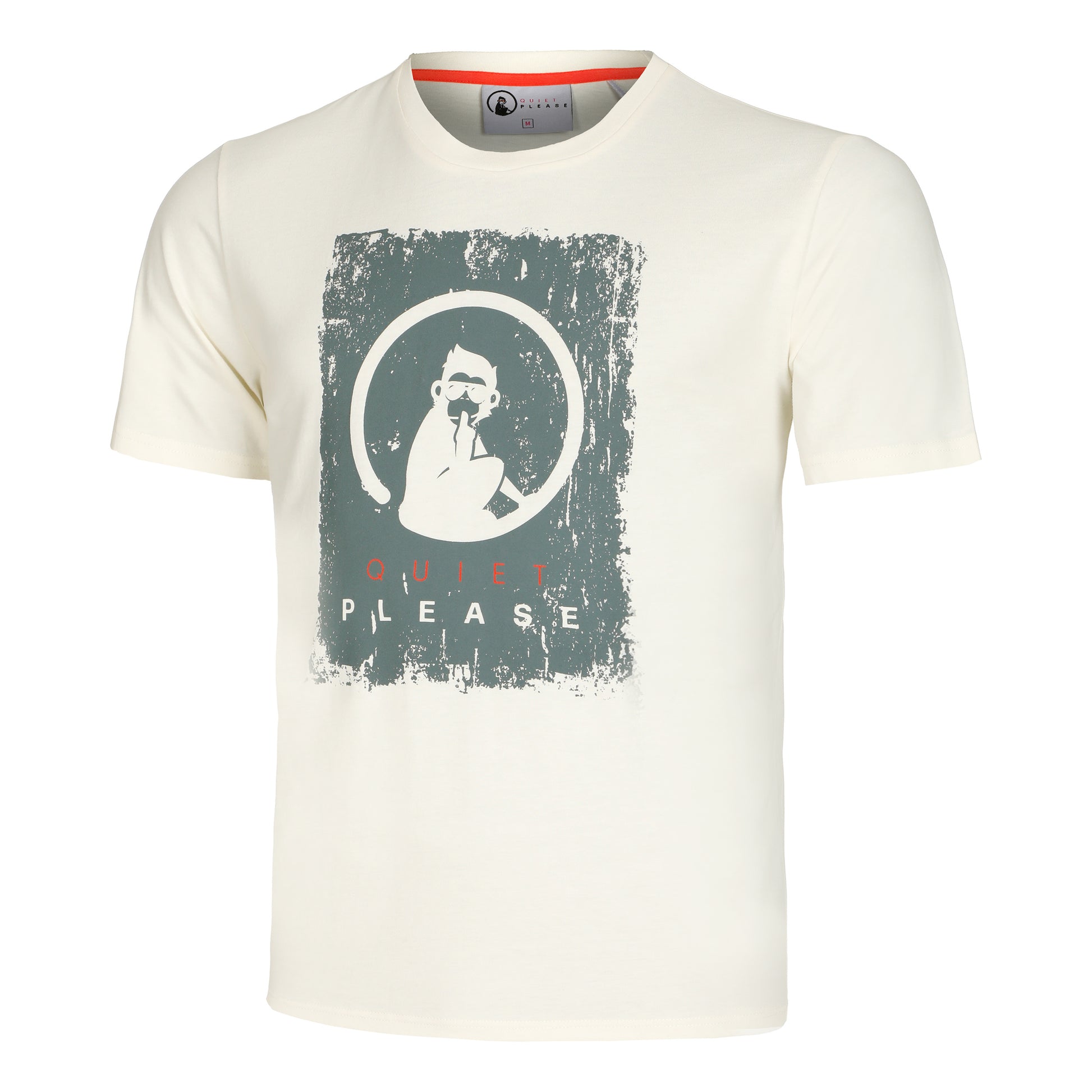 Quiet Please Scraped T-shirt Heren - wit, salie