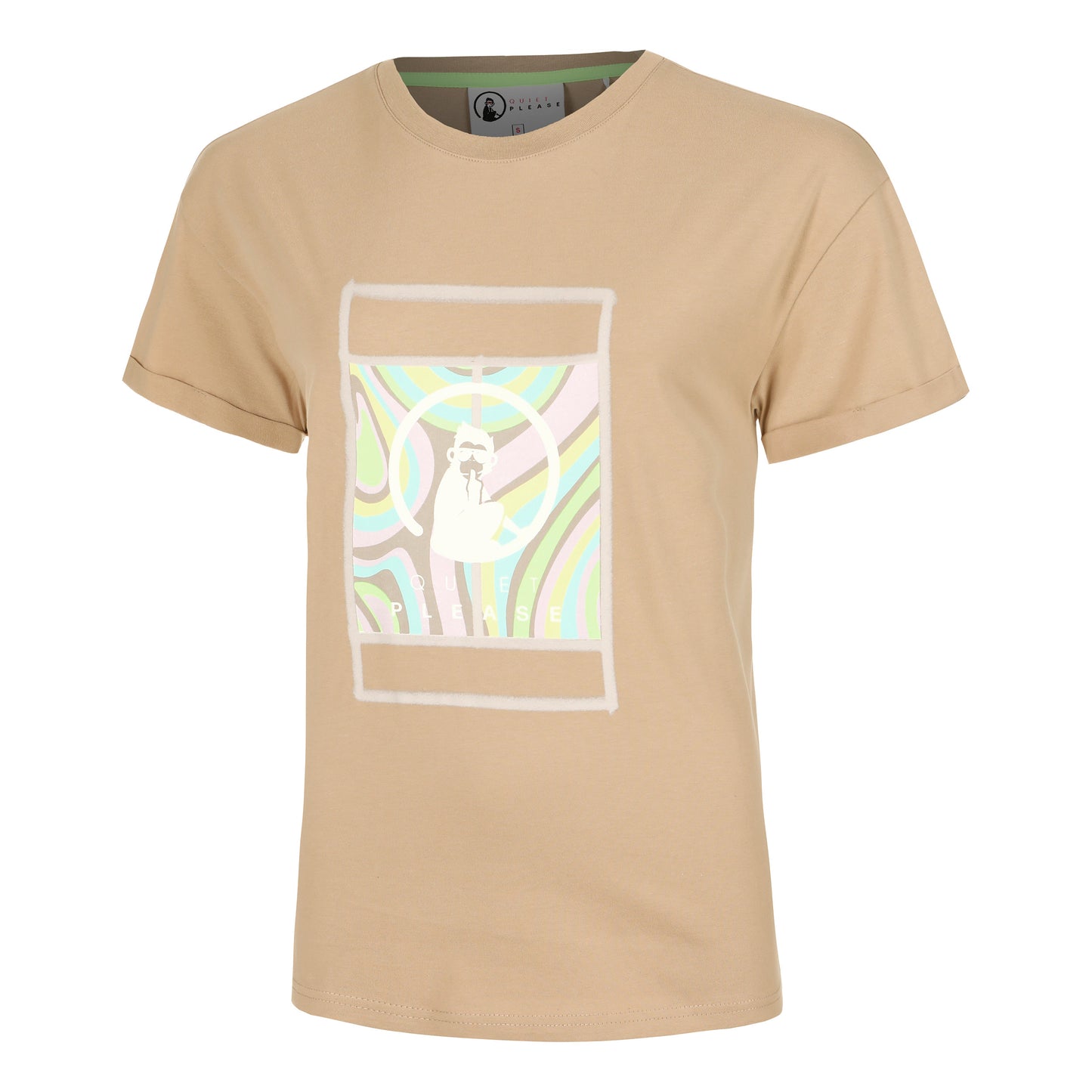 Quiet Please Wild Swirl Court T-shirt Dames-Beige,Veelkleurig