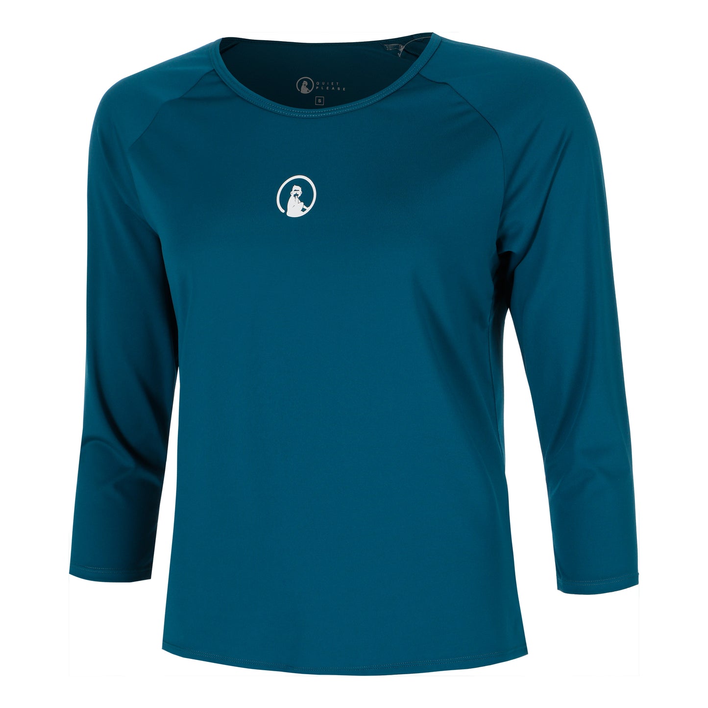 Quiet Please 35913 Longsleeve Dames-petrolblauw, wit