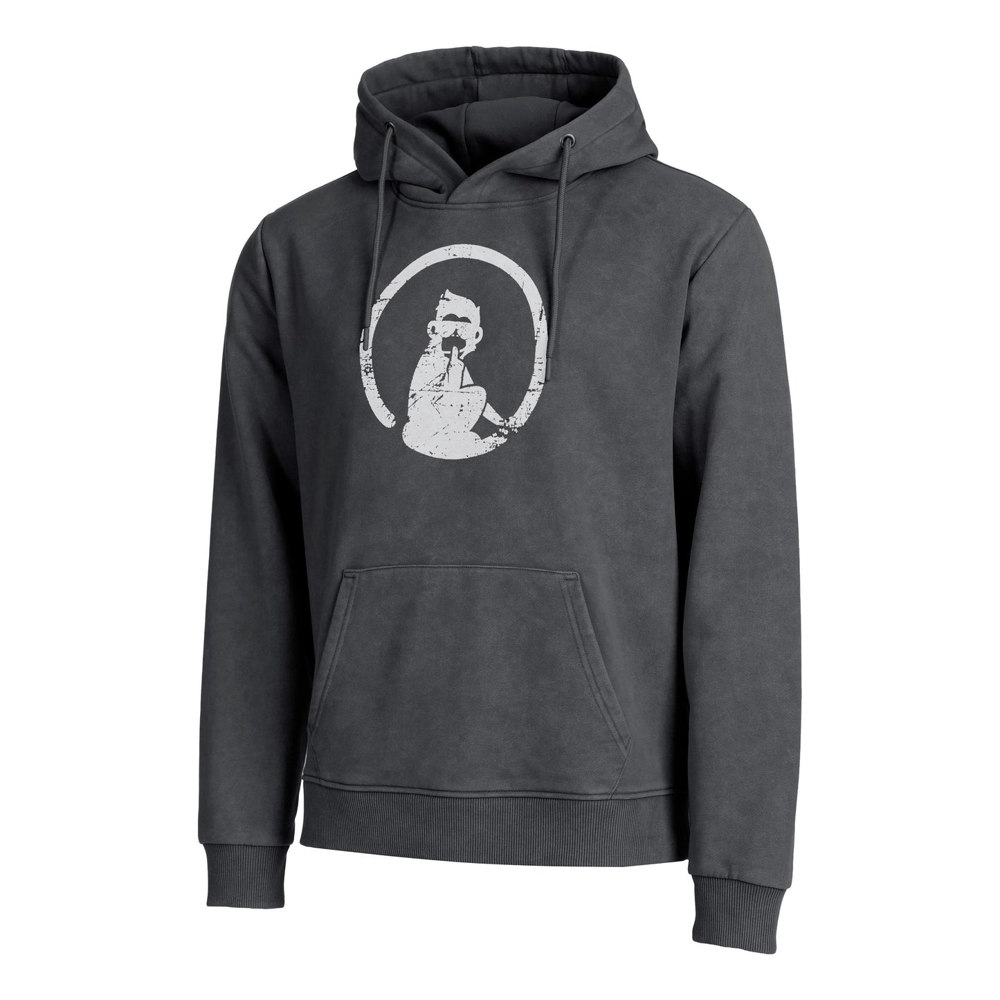 Quiet Please Endlessly Washed Out Loose Fit Sweater Met Capuchon Heren-Antraciet,Wit