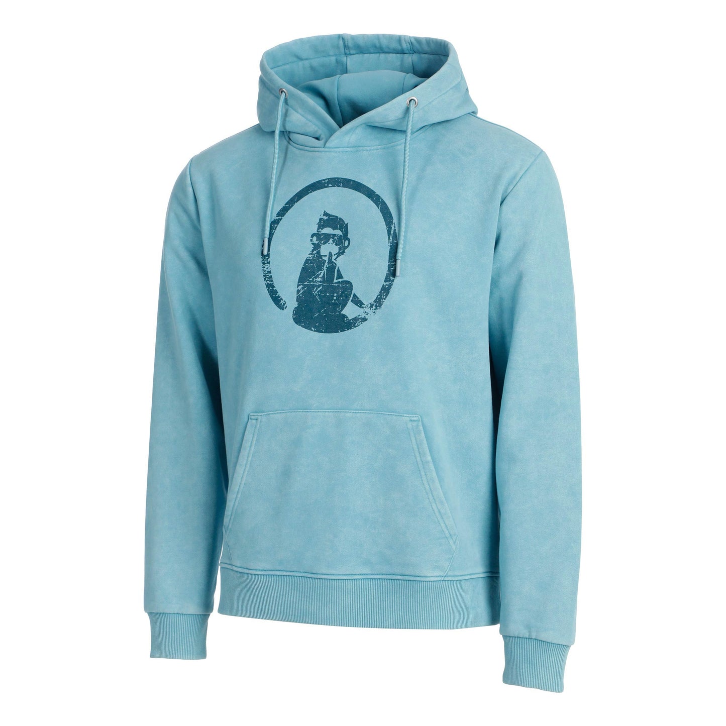 Quiet Please Create Washed Out Loose Fit Sweater Met Capuchon Heren-Lichtblauw,Petrolblauw