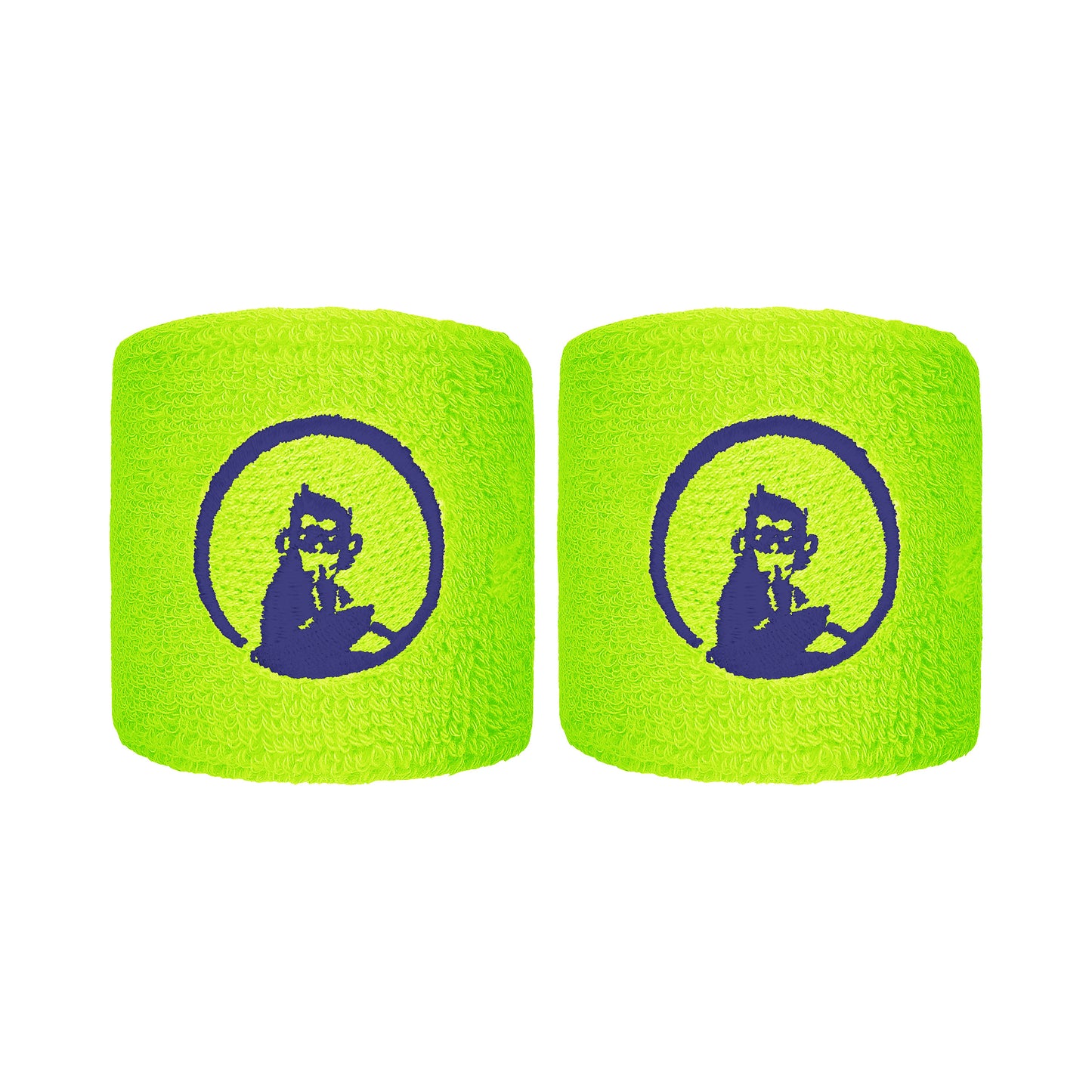 Quiet Please Zweetband Verpakking 2 stuks kort - neongroen, donkerblauw