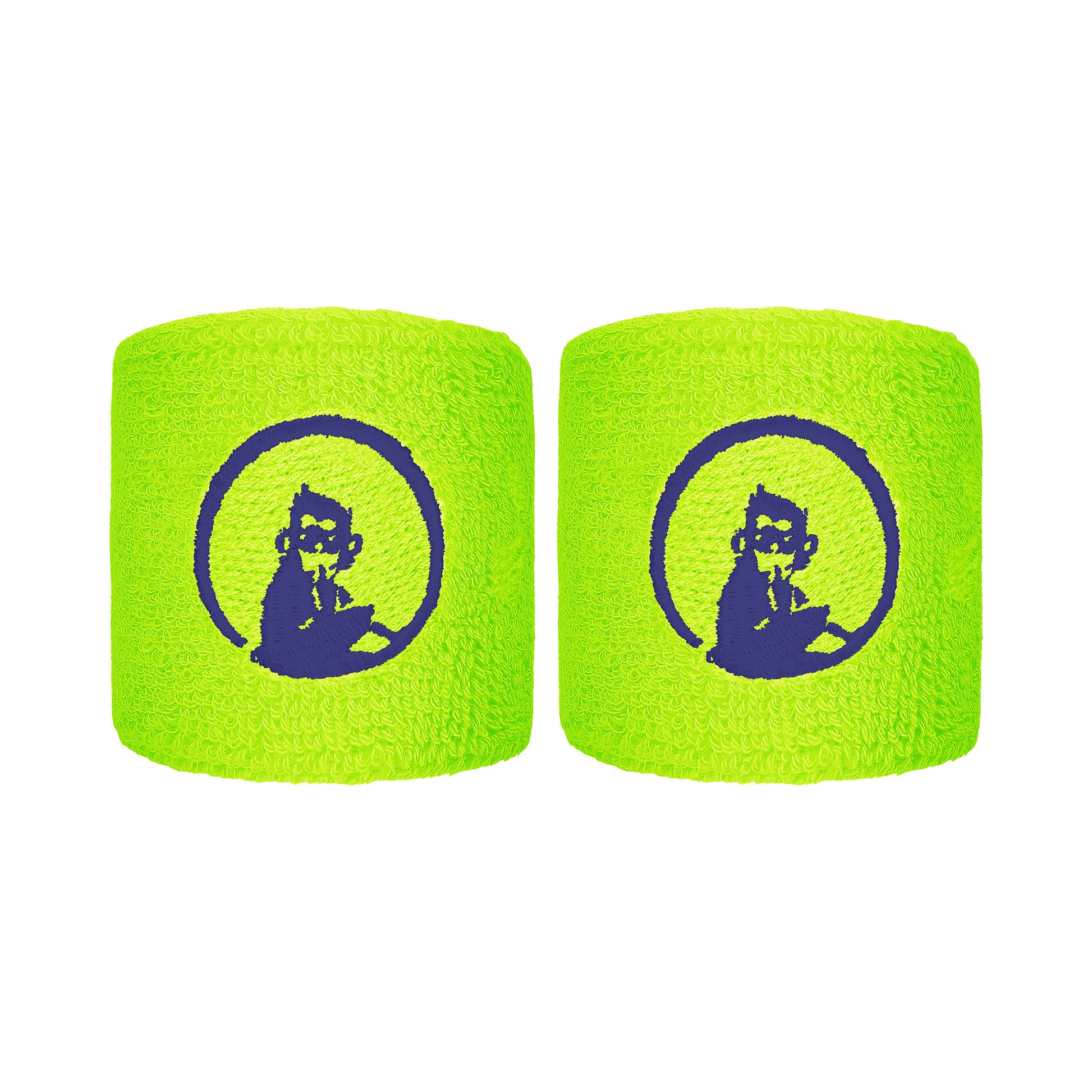 Quiet Please Zweetband Verpakking 2 stuks kort - neongroen, donkerblauw