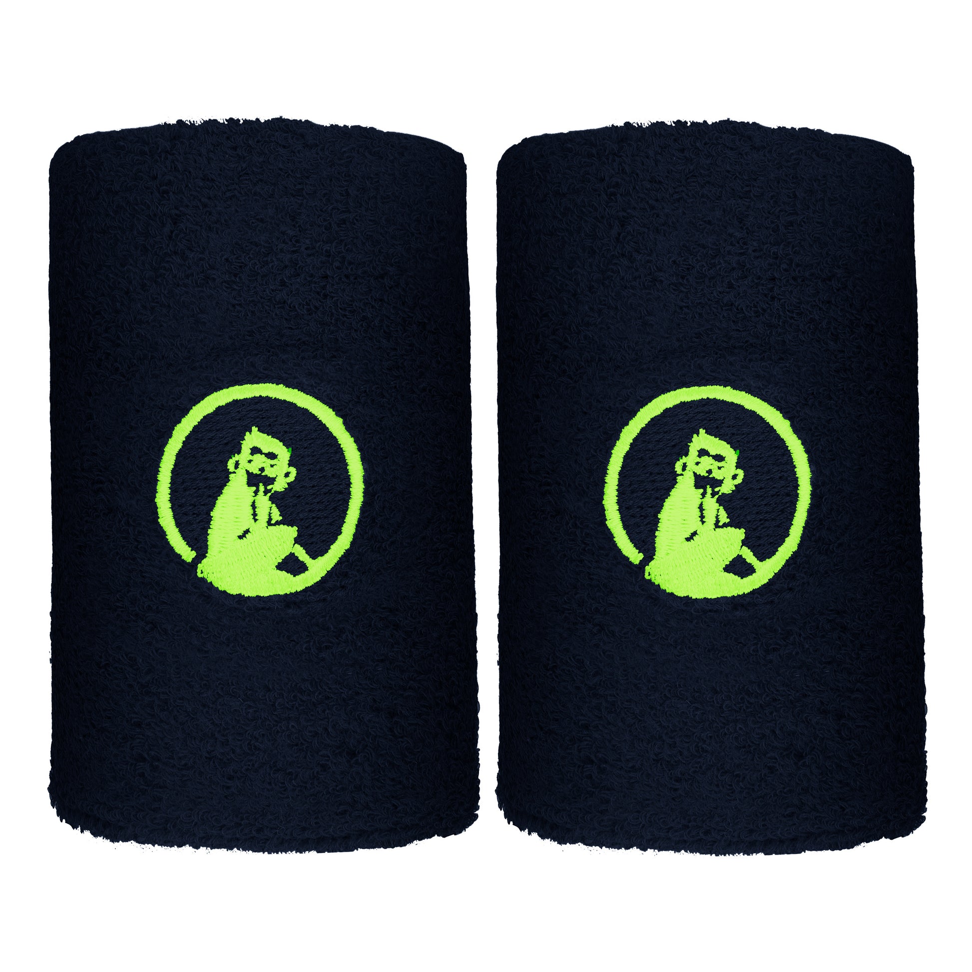 Quiet Please Zweetband Verpakking 2 stuks lang - donkerblauw, neongroen