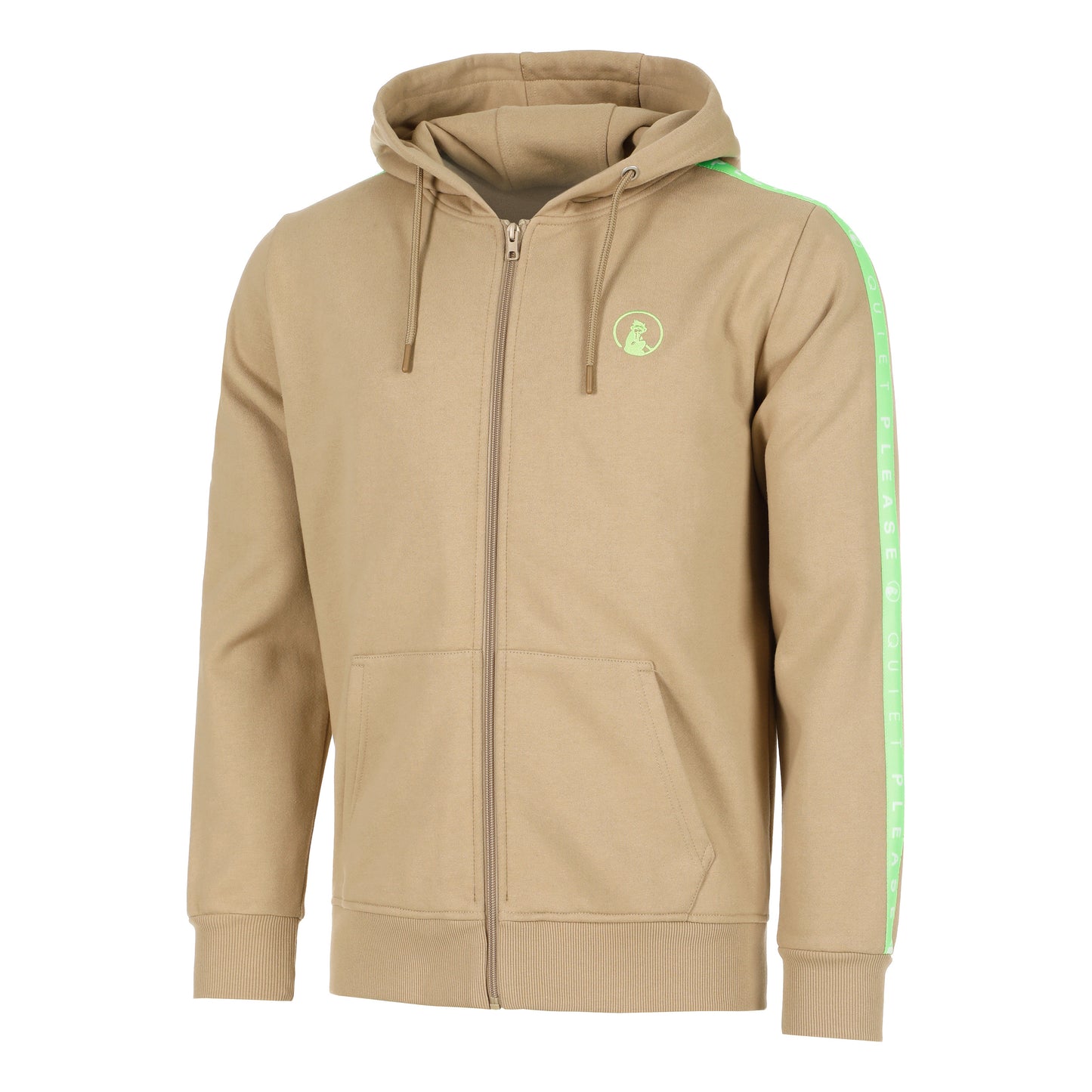 Quiet Please Wild Taped Zip Sportjas Heren-Beige,Neongroen