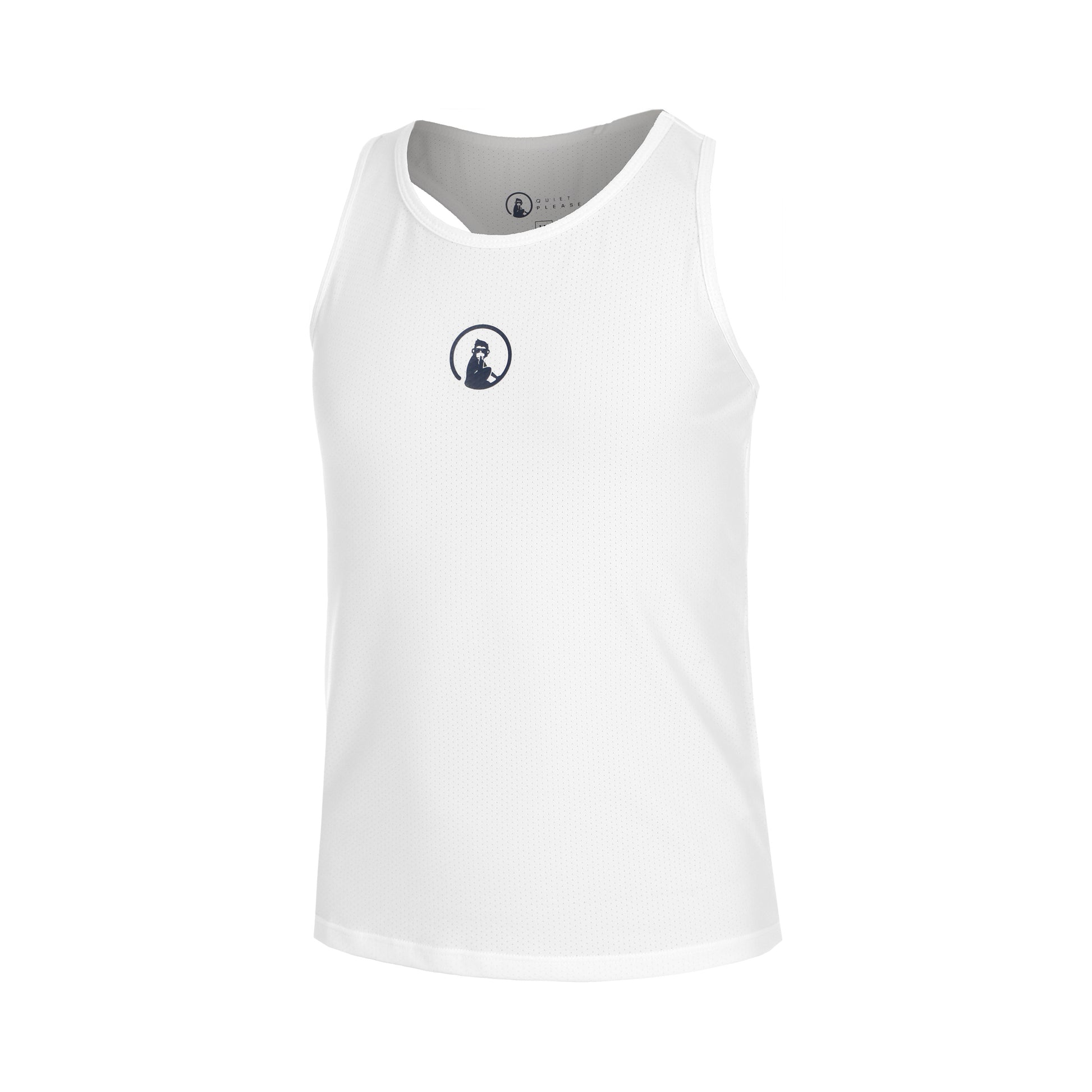 Quiet Please Racerback Tanktop Meisjes-Wit,Donkerblauw