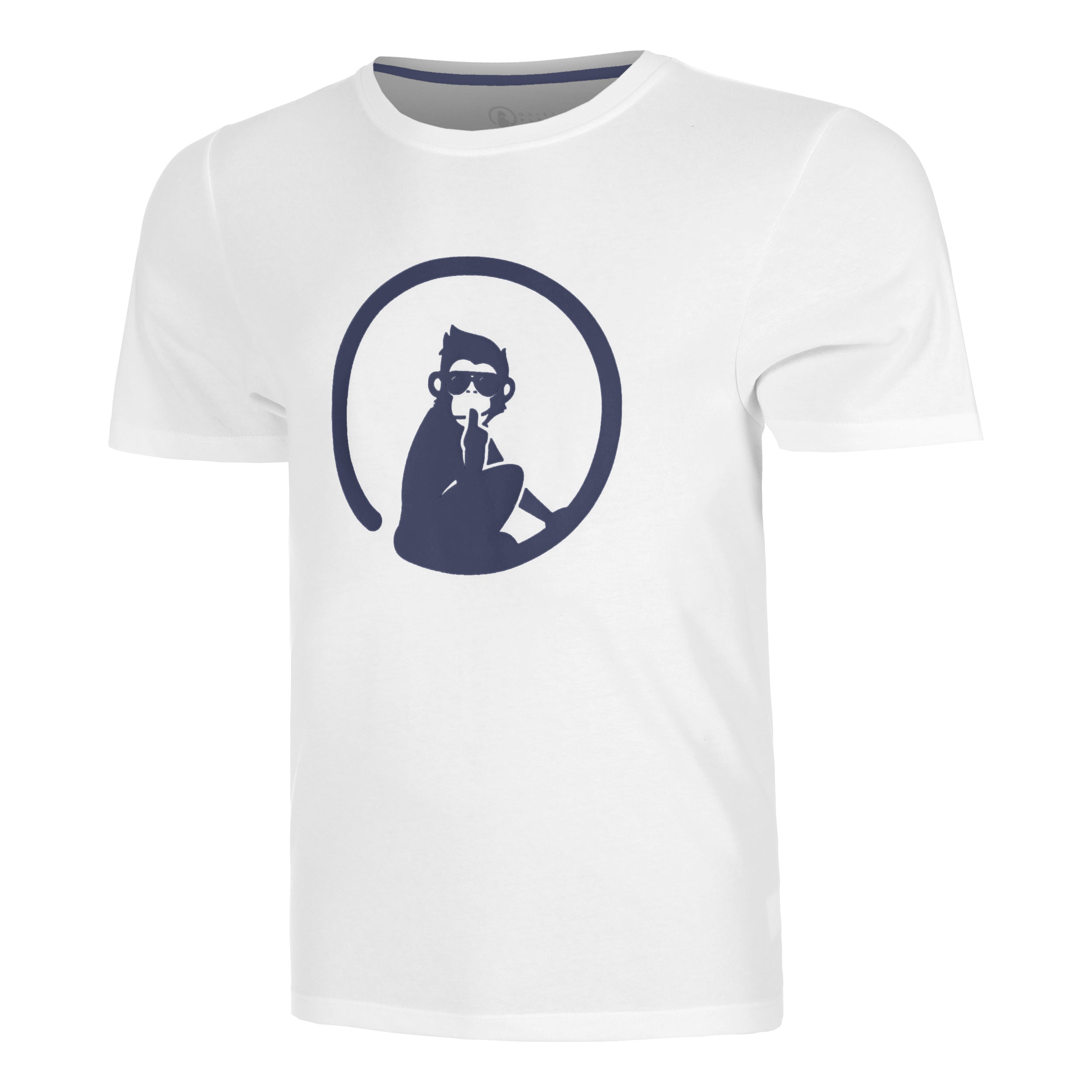 Quiet Please Trainings T-shirt Heren-Wit,Donkerblauw