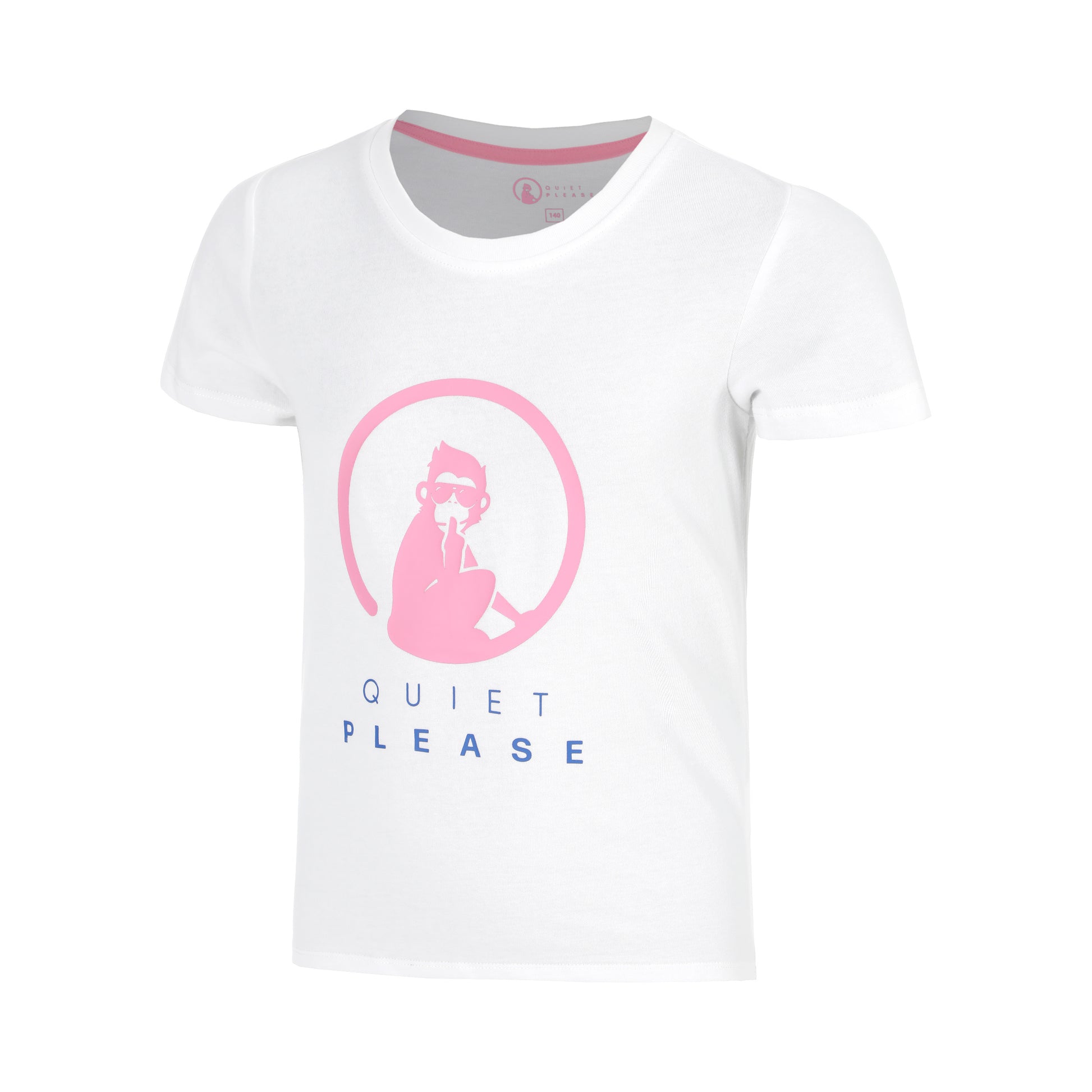Quiet Please Baseline Logo T-shirt Meisjes-wit, neonroze