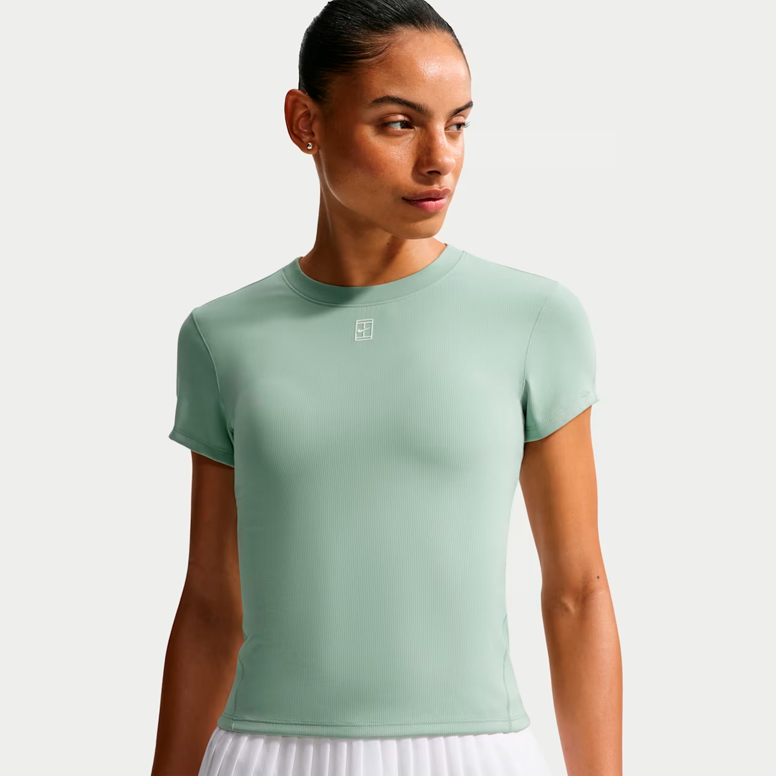 Nike Court Dri-FIT Advantage T-shirt Dames - grijsgroen, wit