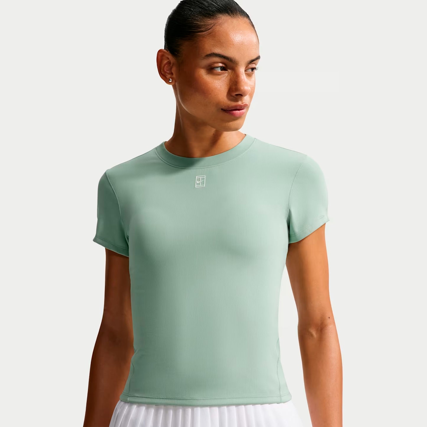 Nike Court Dri-FIT Advantage T-shirt Dames - grijsgroen, wit
