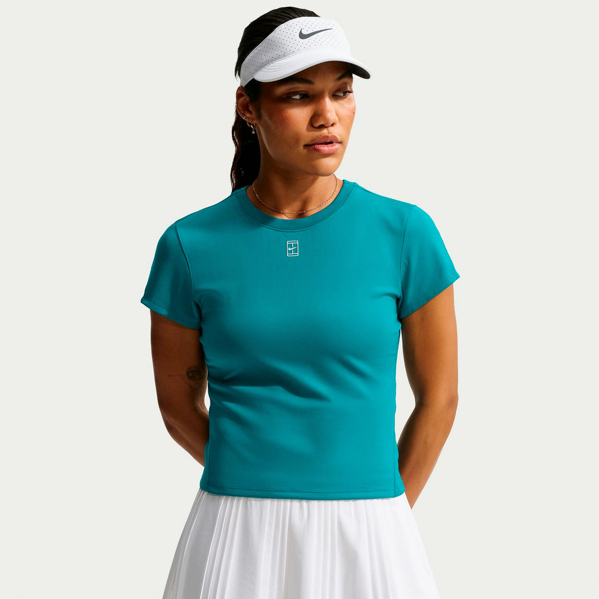 Nike Court Dri-FIT Advantage T-shirt Dames - petrolblauw