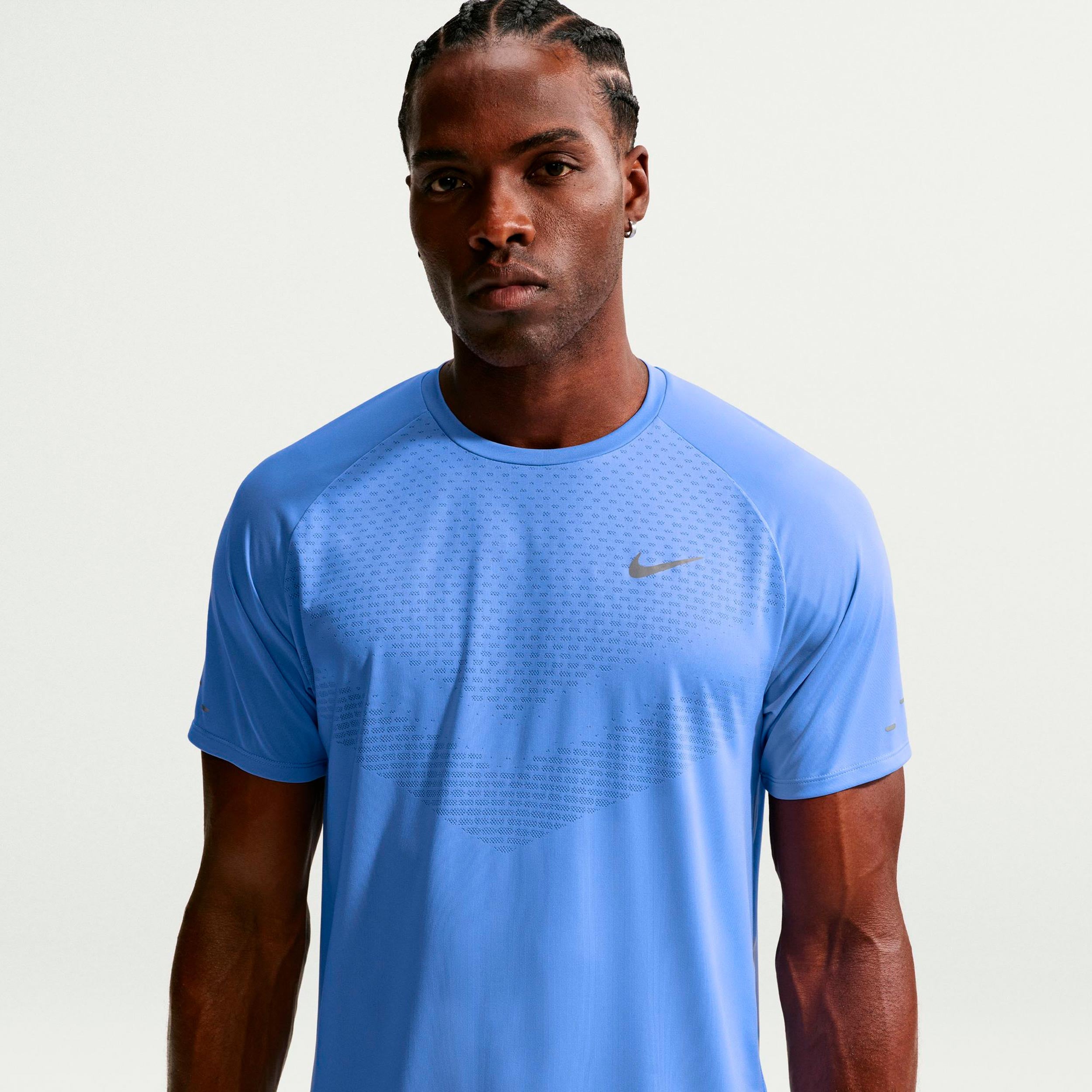 Nike Stride Hardloopshirt Heren - blauw, zilver