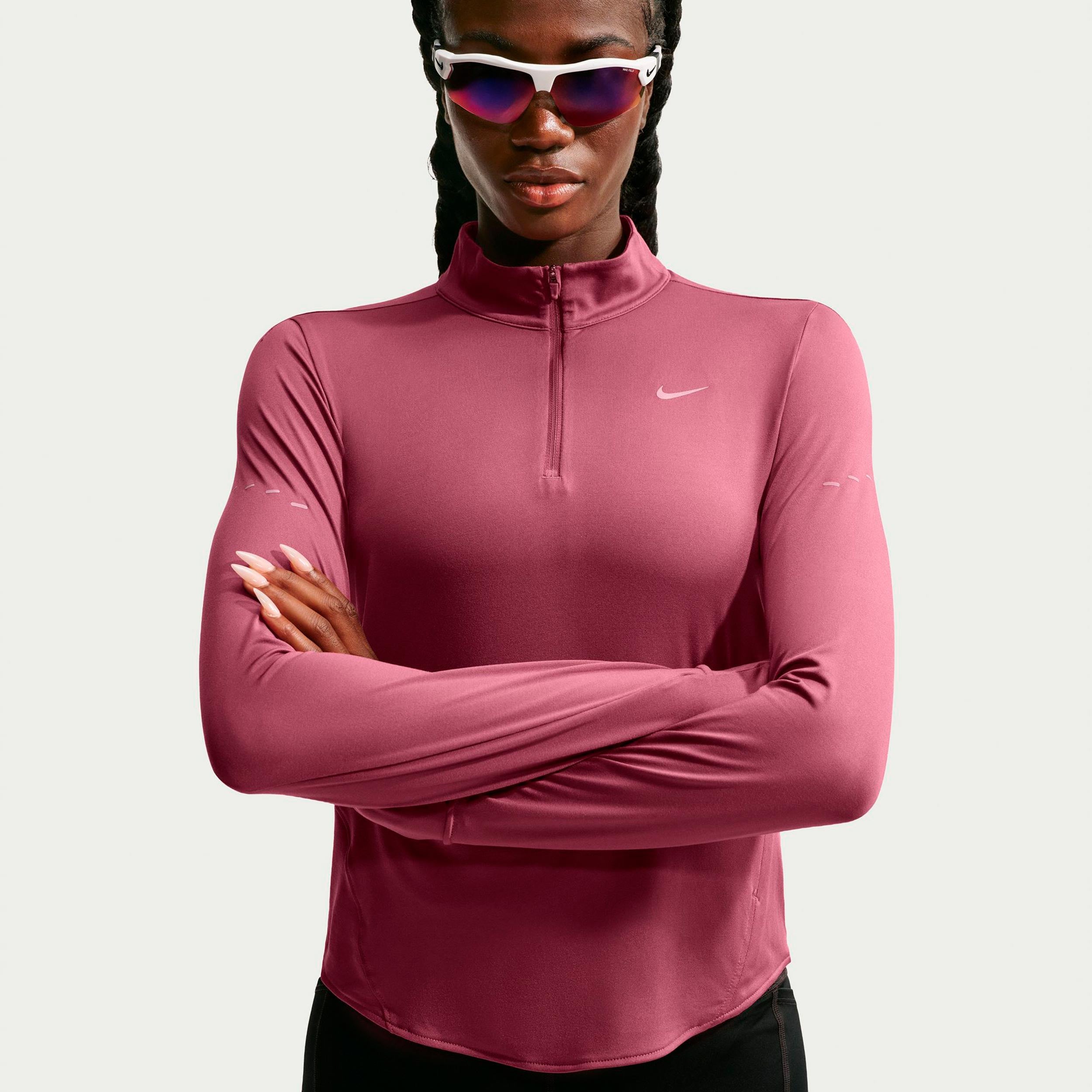Nike Swift Half-Zip  Hardloopshirt Dames - mauve, zilver