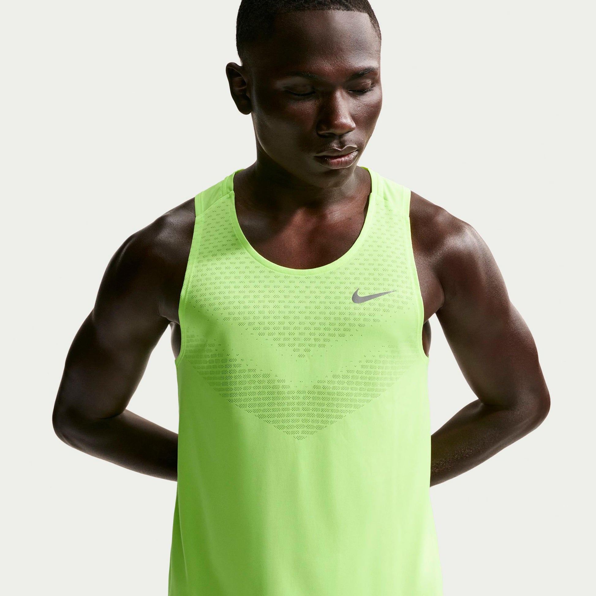 Nike Stride Hardloopshirt Heren - neongeel, zilver