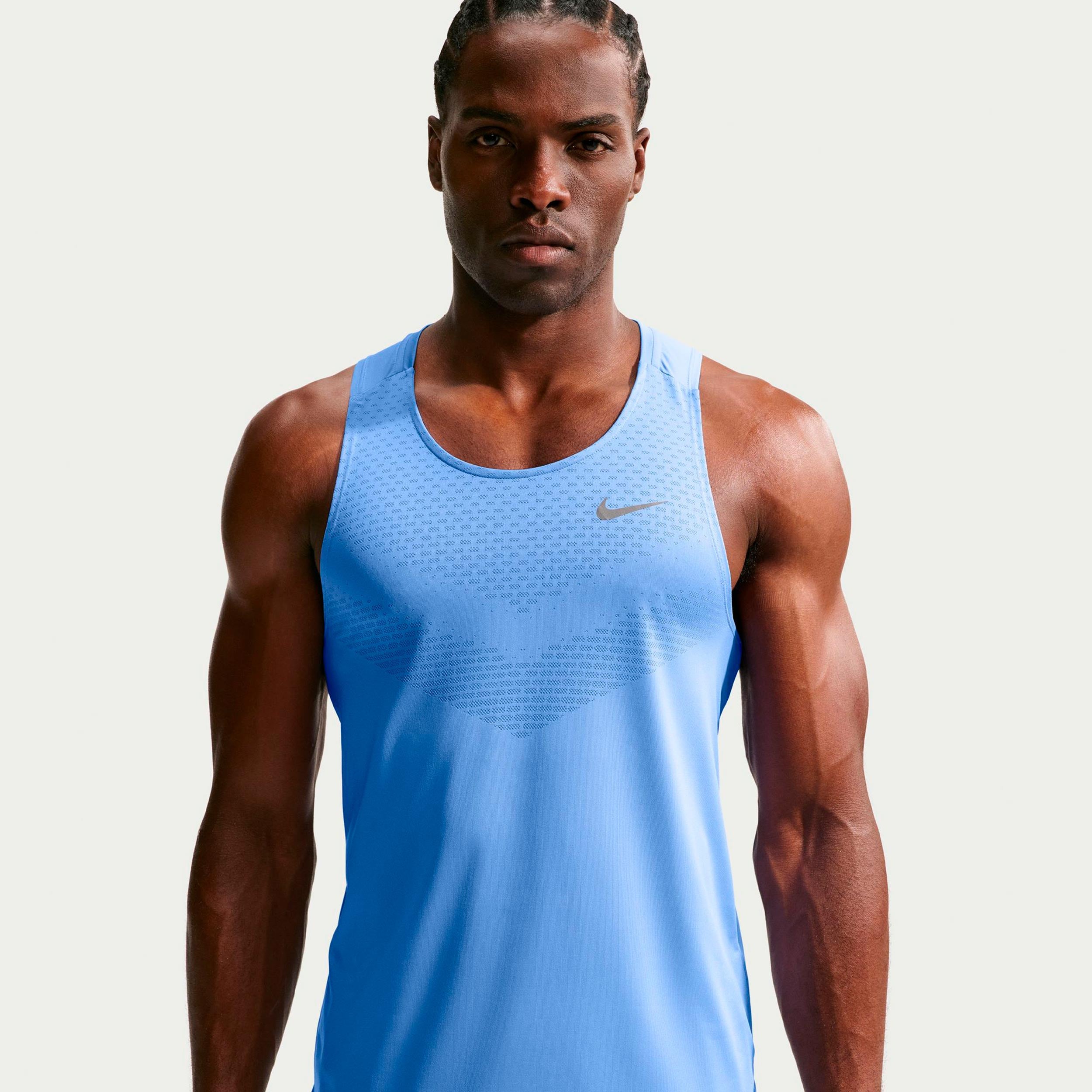 Nike Stride Hardloopshirt Heren - blauw, zilver