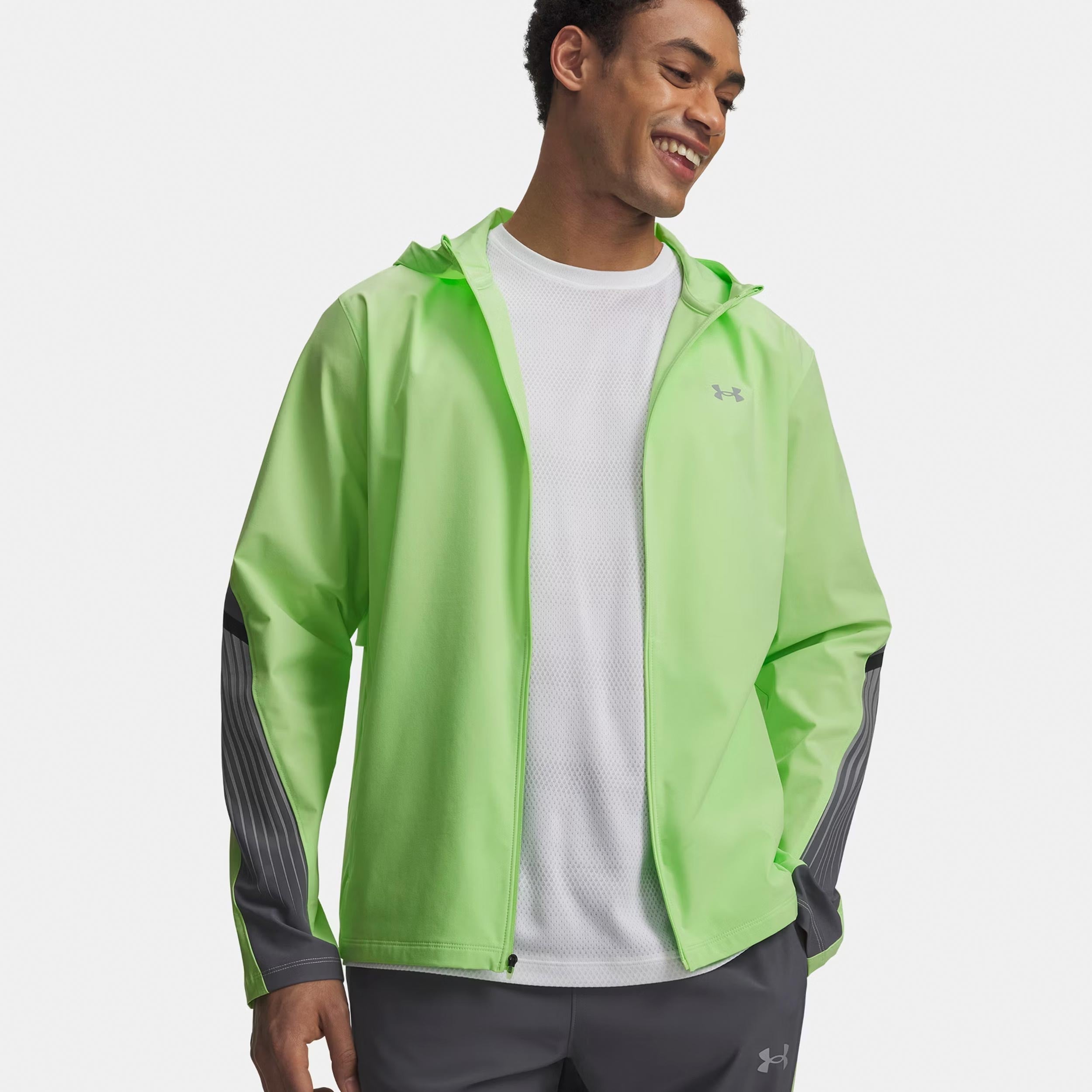 Under Armour Velociti Storm Hooded  Hardloopjas Heren-neongroen, donkergrijs