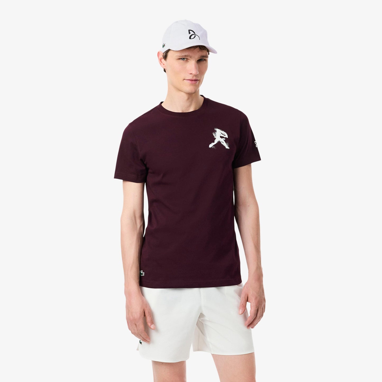 Lacoste & Cap T-shirt Heren - wijnrood, wit