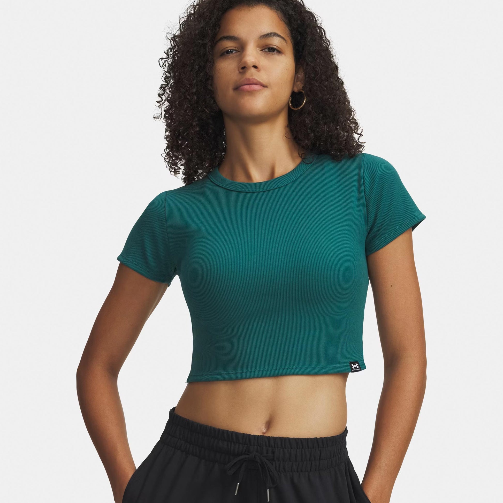 Under Armour Rival Rib Baby T-shirt Dames-groen, wit
