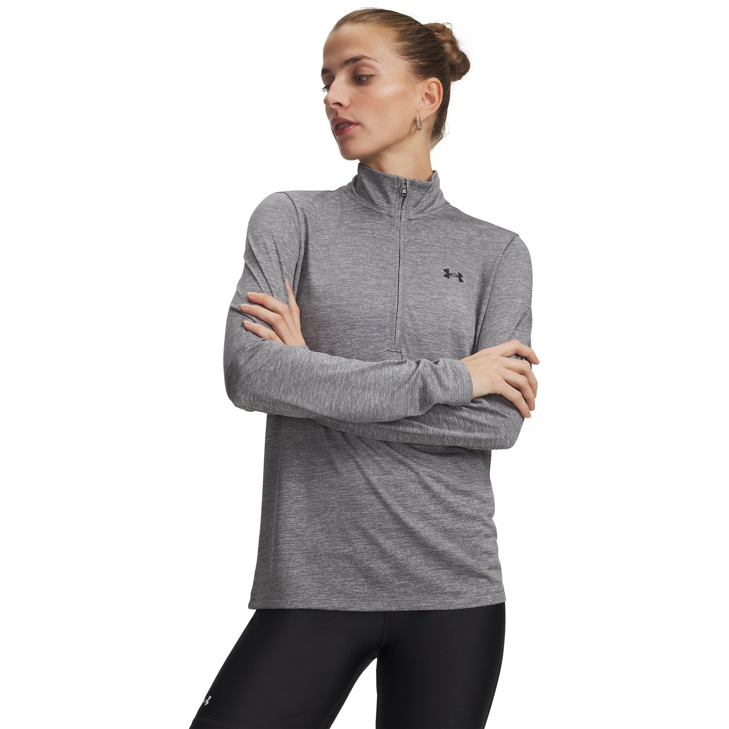 Under Armour Tech 1/2 Zip-Twist Longsleeve Dames-groen, zwart