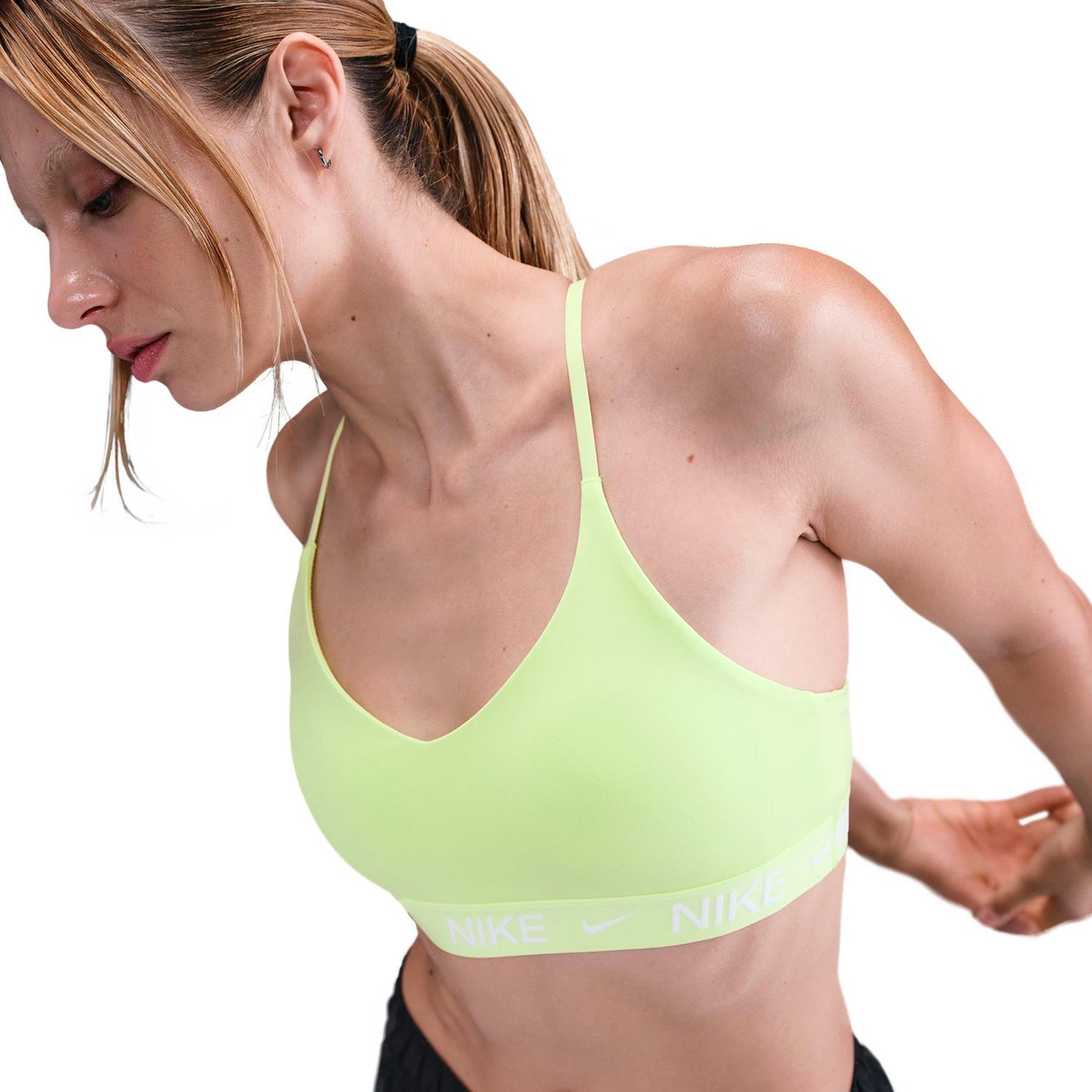 Nike Dri-Fit INDY LGT Support Sport-bh Dames-limoen